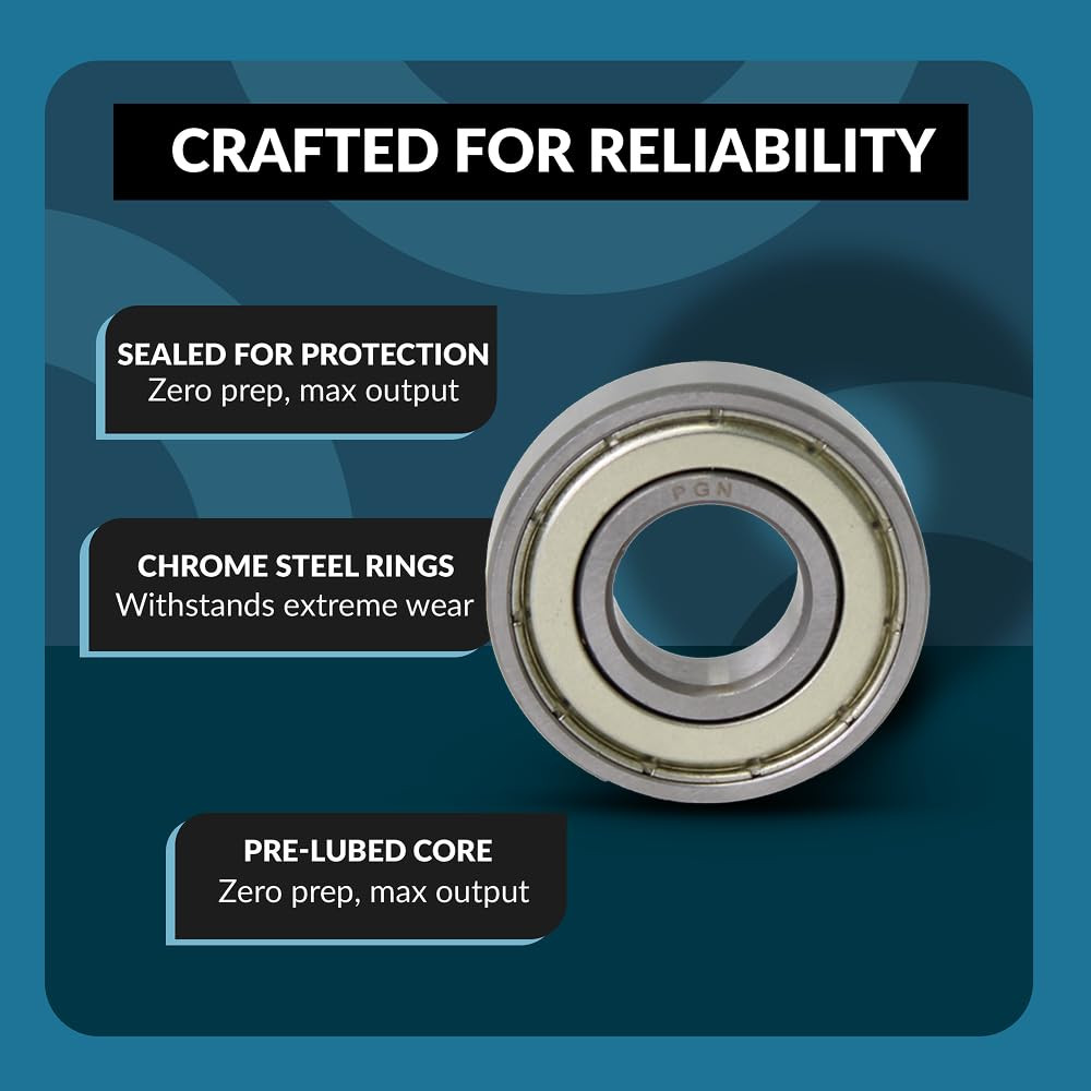 PGN (10 Pack) 6206-ZZ Bearing – Lubricated Chrome Steel Sealed Ball Bearing – 3