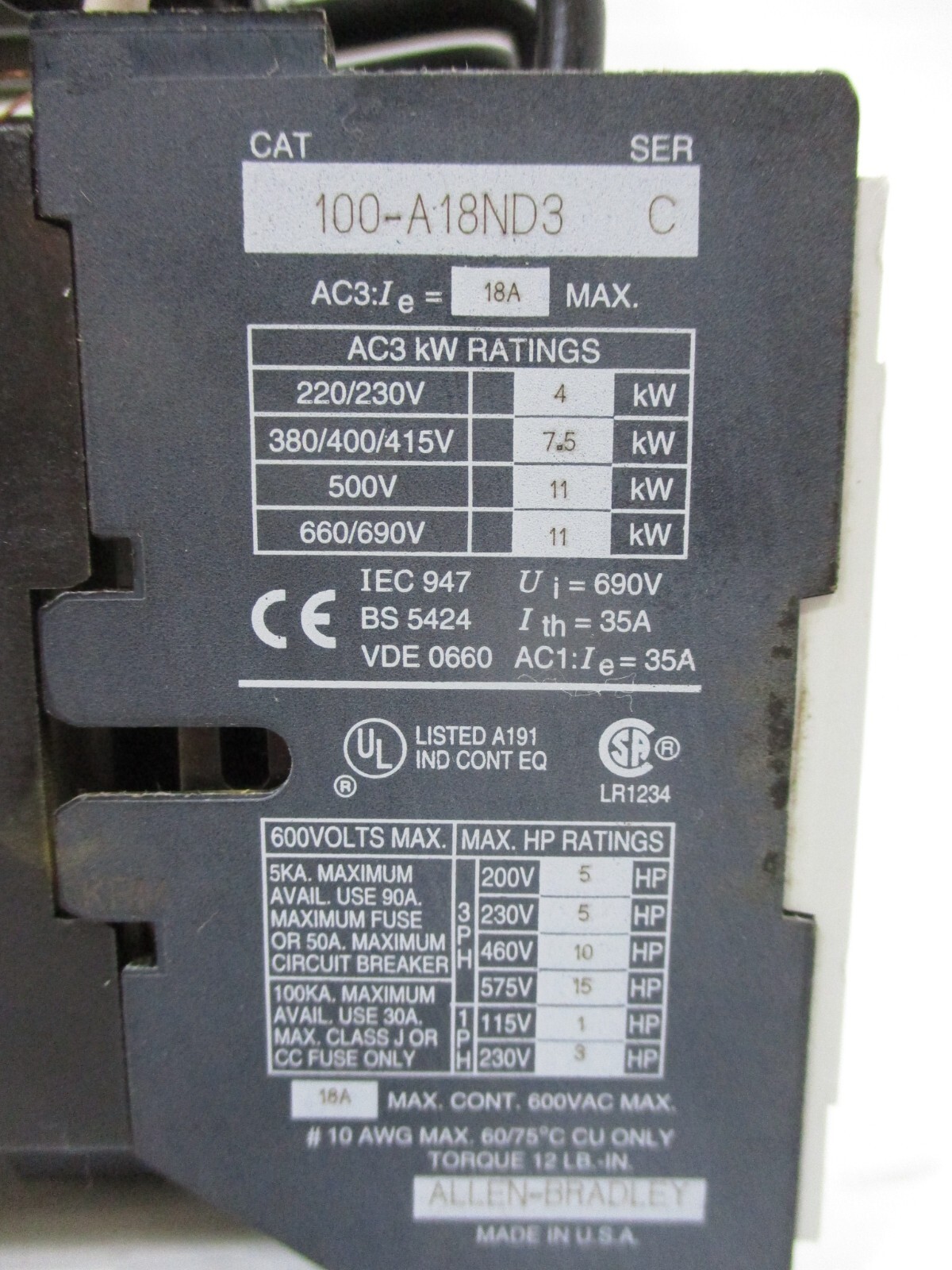 Allen Bradley 140-MN-0160 Manual Motor Starter 100-A18ND3 120V Coil 1-1.6 Amp