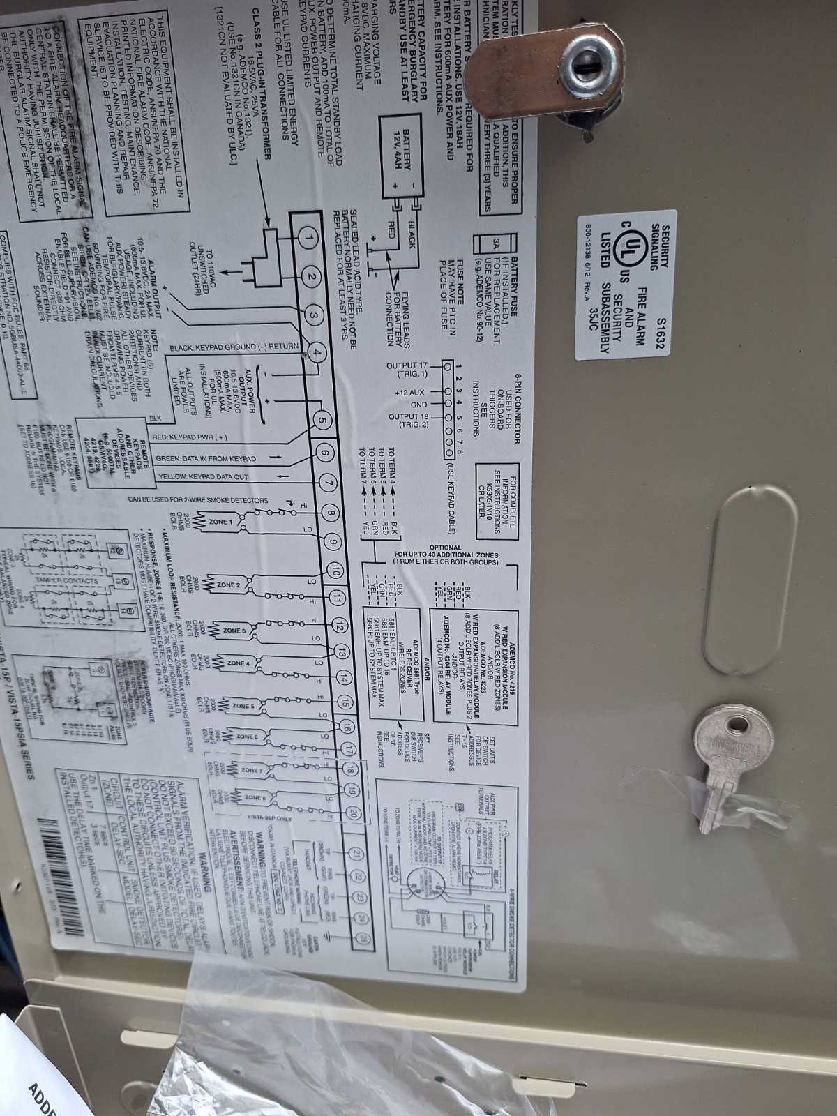 HONEYWELL VISTA-20P ADEMCO CONTROL PANEL PCB IN ALUMINUM ENCLOSURE – BEIGE