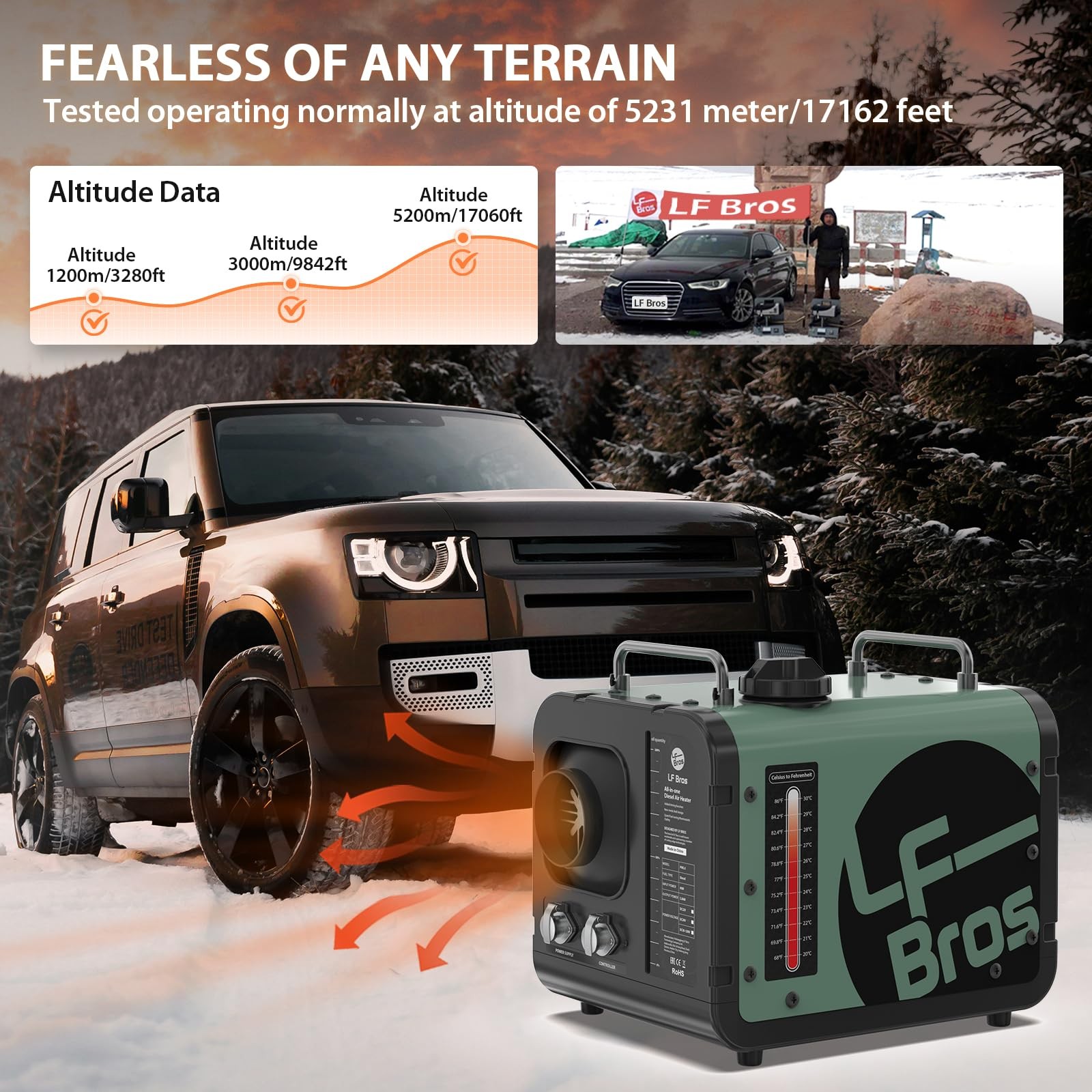 LF Bros 110V/12V 5KW All-in-1 Diesel Heater, 5L Air Diesel Parking Space Heat…