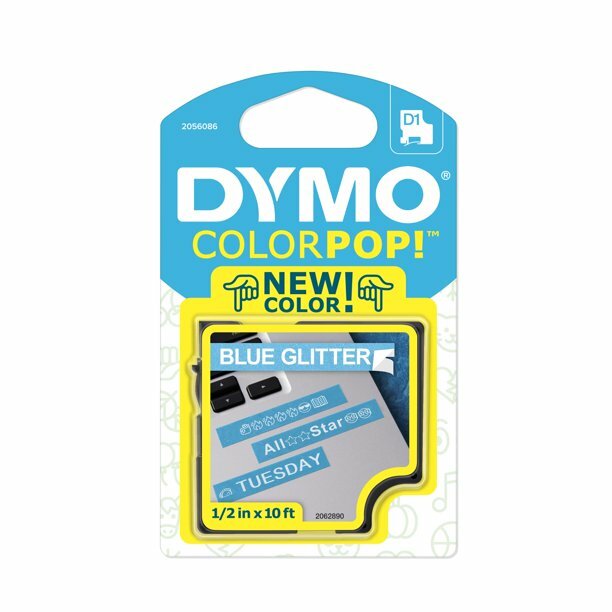 DYMO COLORPOP! Label Maker Tape, .5 Inch x 10 Feet, Black on Silver Glitter