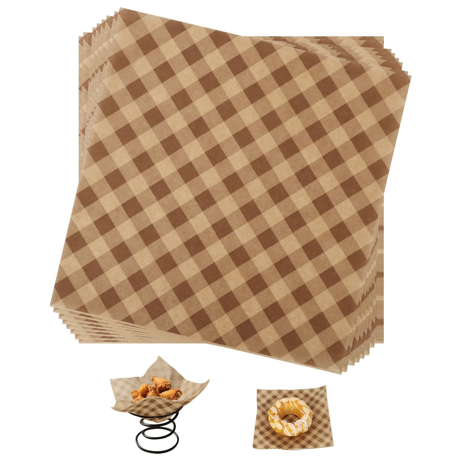100pcs Waxed Deli Paper Sheets, 7.1×7.1 in Greaseproof Food Basket Liners Squ…