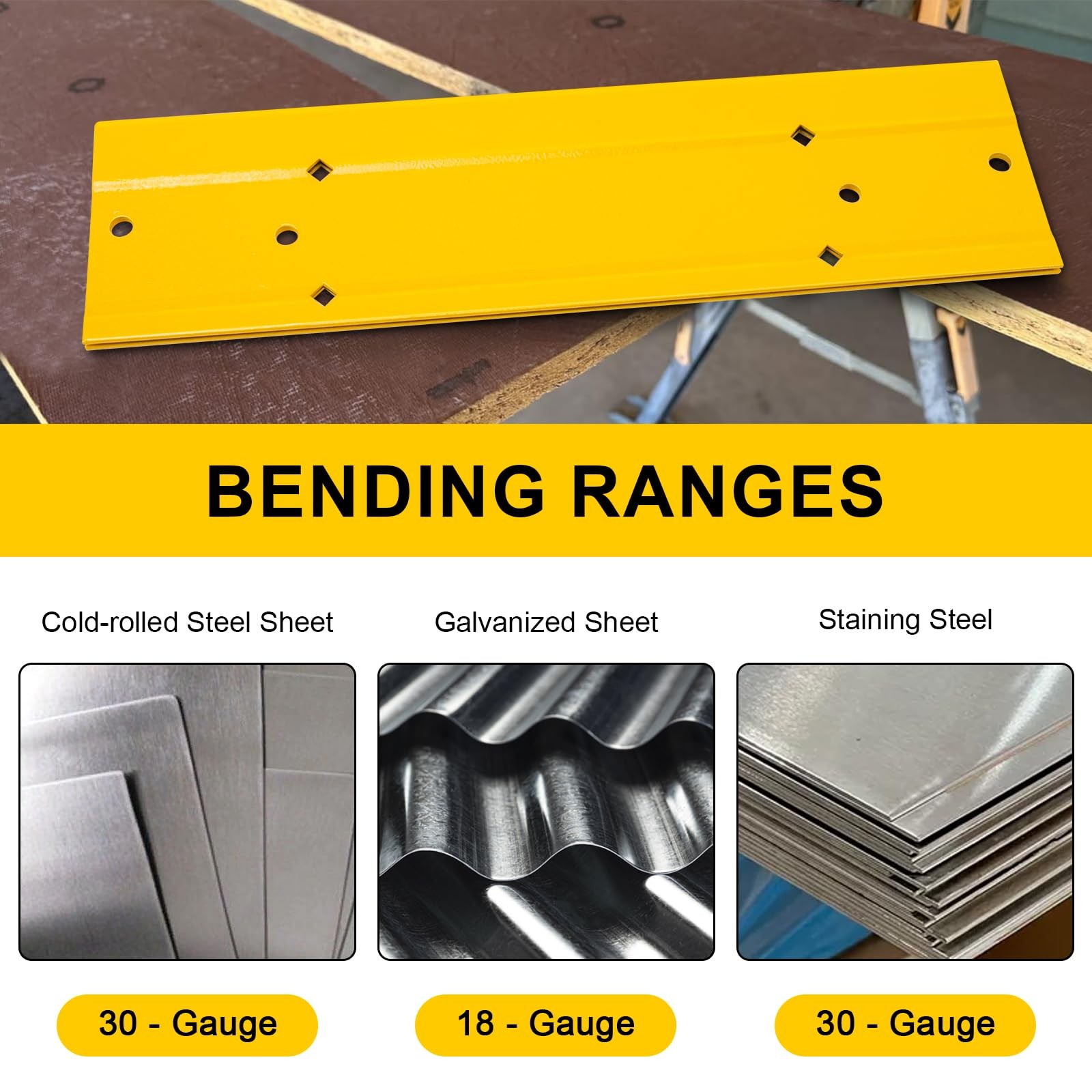 12 Inch Sheet Metal Bending Tool, Duct Bender Hand Folding 12 Inch, Yellow