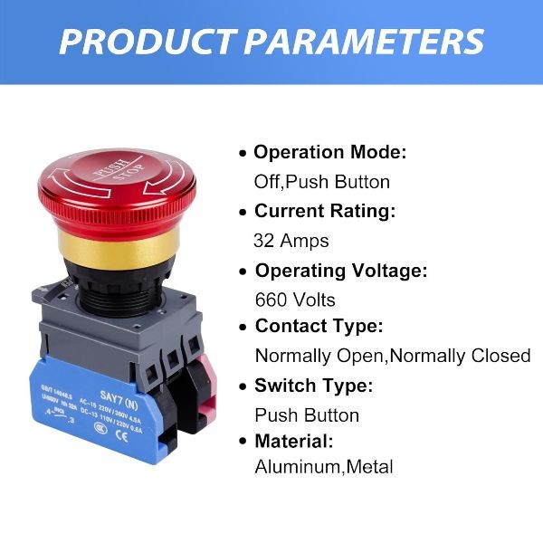 Emergency Stop Button 32A 440V Latching Push Button Switch