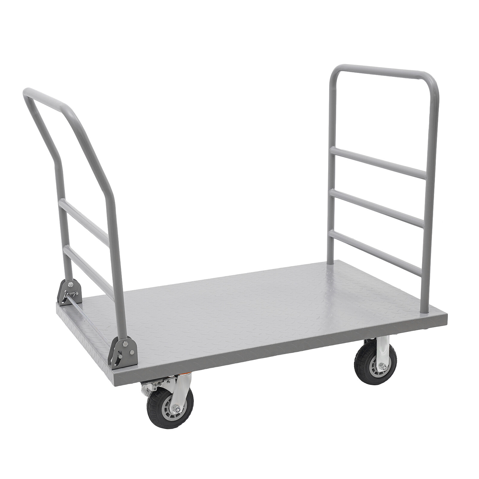 Platform Truck Cart, Heavy Duty Push Cart 2000LB with Detachable Rear Guardrail
