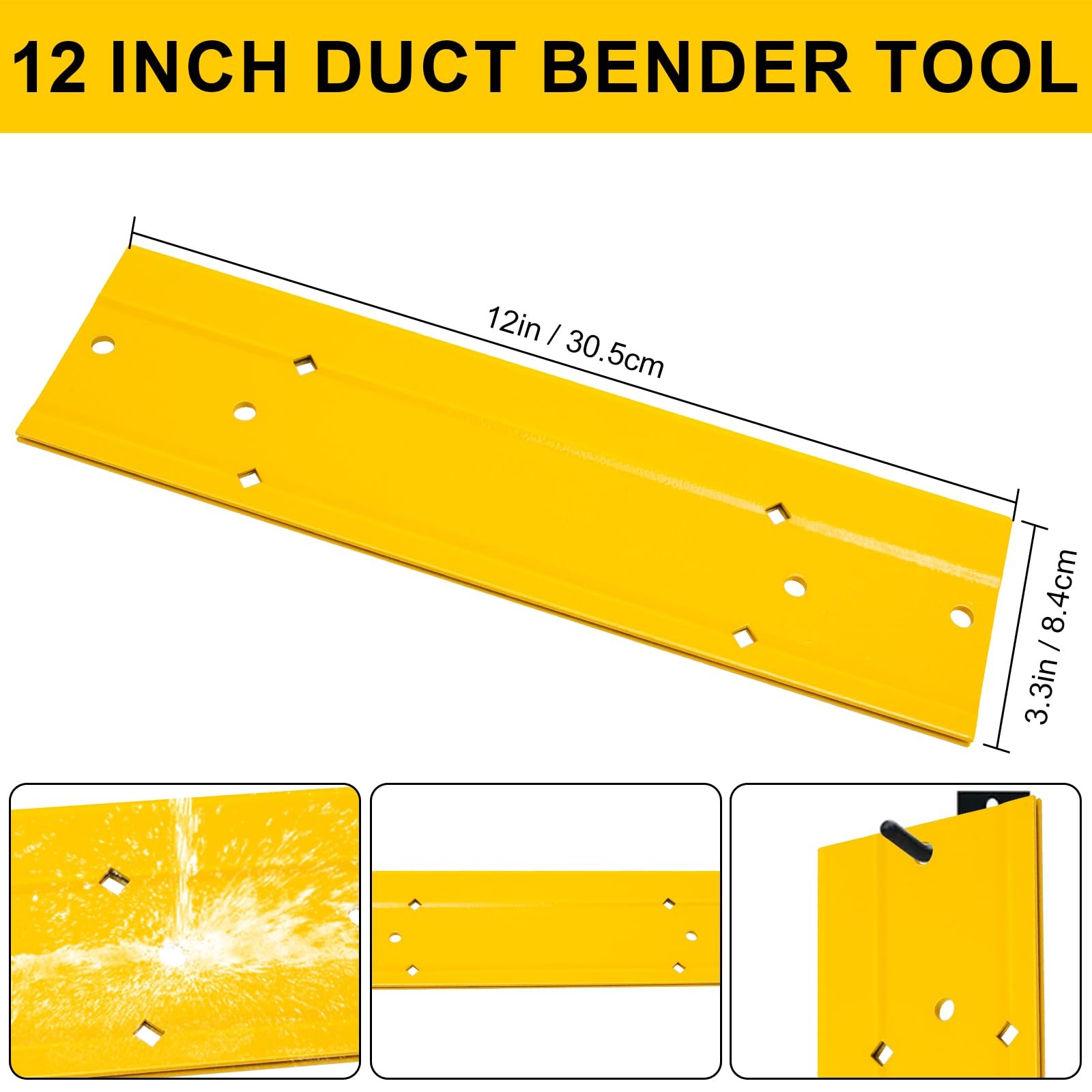 12 Inch Sheet Metal Bending Tool, Duct Bender Hand Folding 12 Inch, Yellow