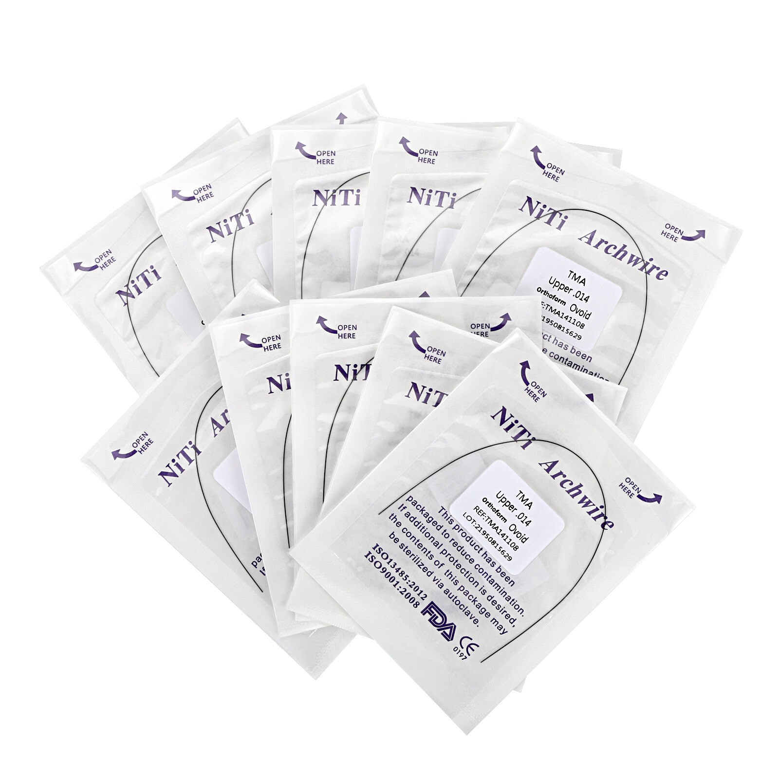 Dental Orthodontic TMA Beta Arch Wire Ti-Mo Alloy Round Ovoid/Natural 012-020