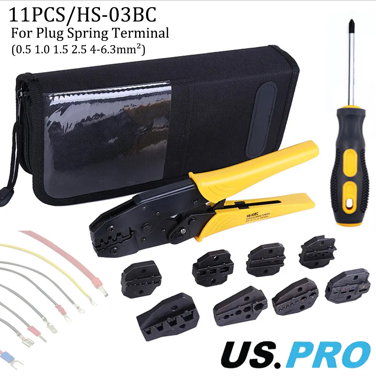 Electrical Insulated Terminals Crimping Tool Kit Ratchet Wire Crimper w/ 8 Dies