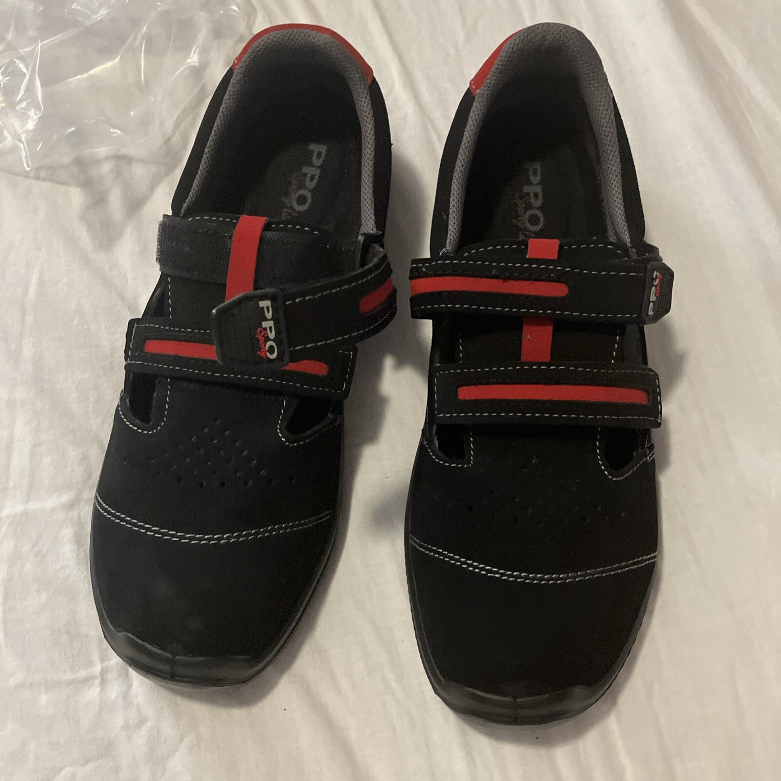 Men’s Safety Shoe Hook/loop Fastener Euro 46 Composite US 12 Black Red