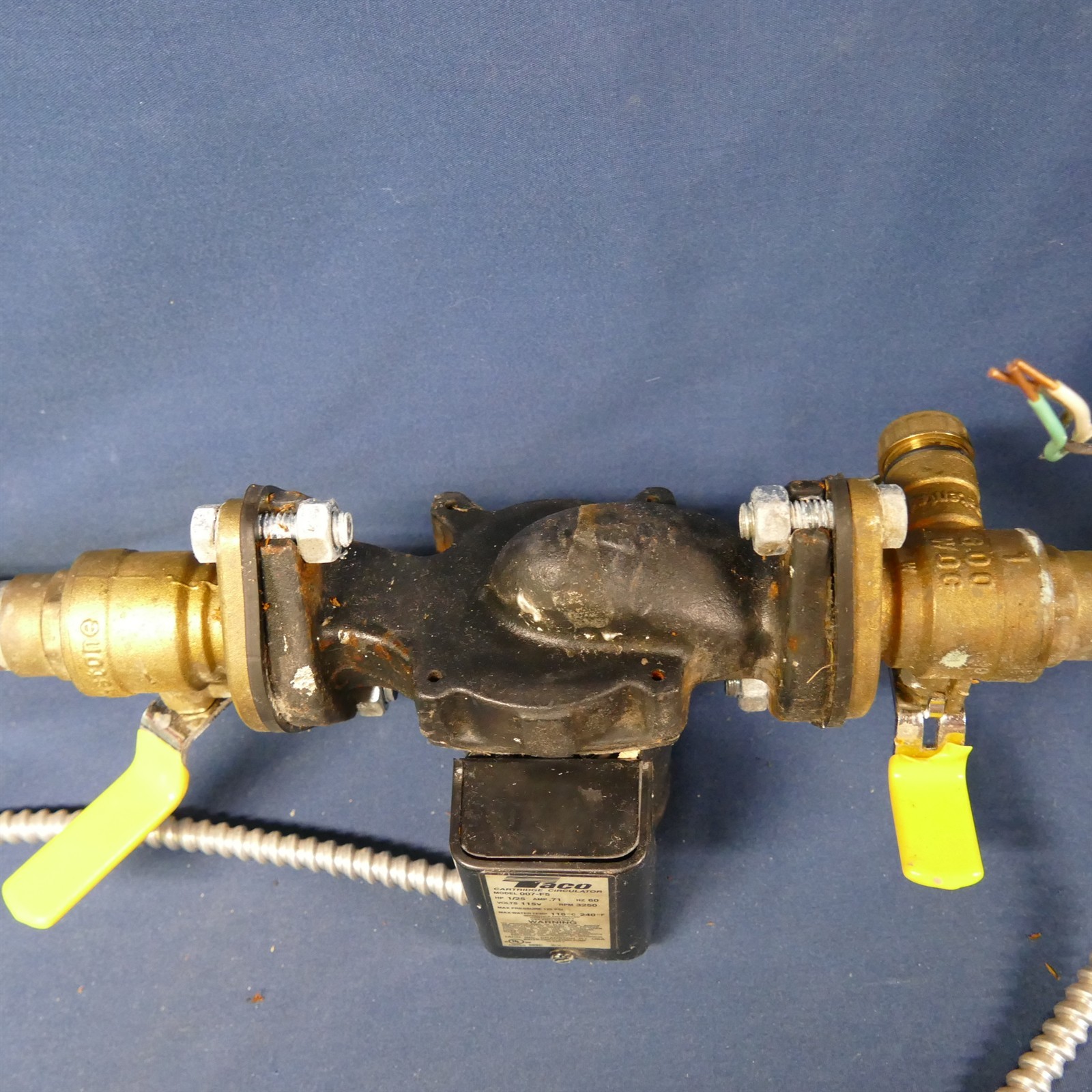 TACO 007-F5 Boiler Water 1/25 HP CIRCULATOR PUMP w/Shutoff valves & Wiring Works