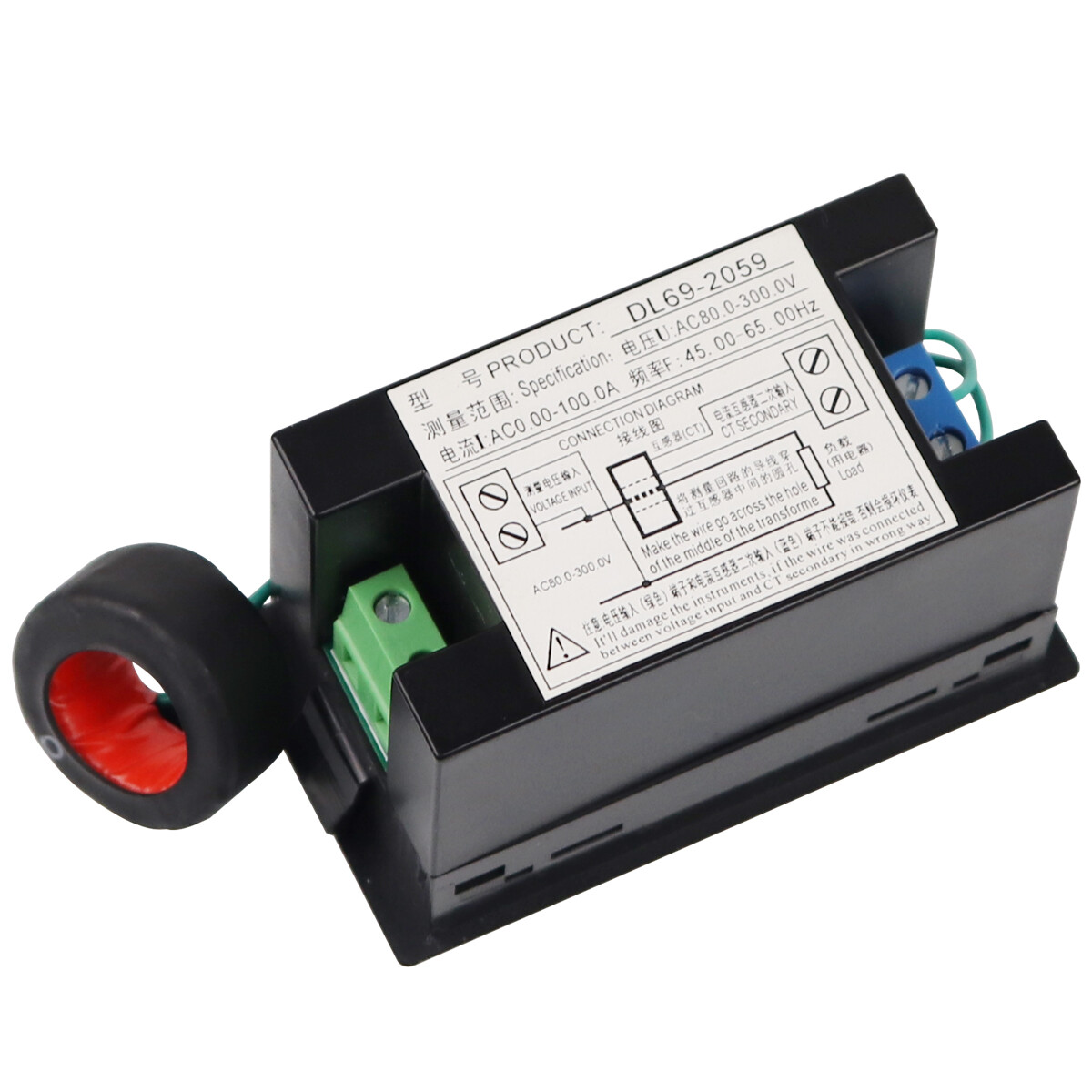 AC 80-300V 100A 45-65Hz Digital Voltmeter Frequency Volt Amp Time Panel Meter