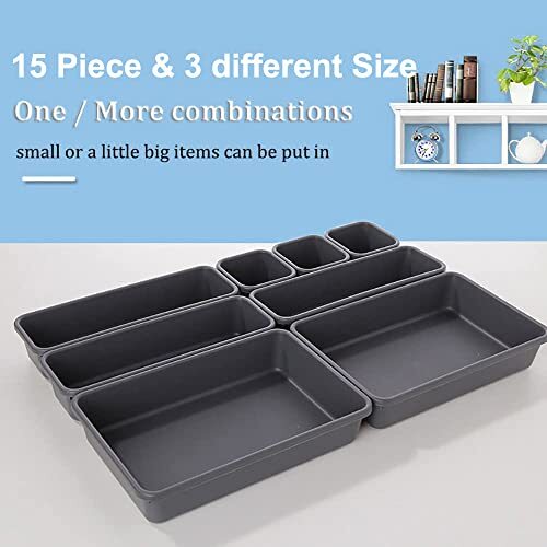 15 PCS Interlocking Desk Drawer Organizer Separator for 15PC