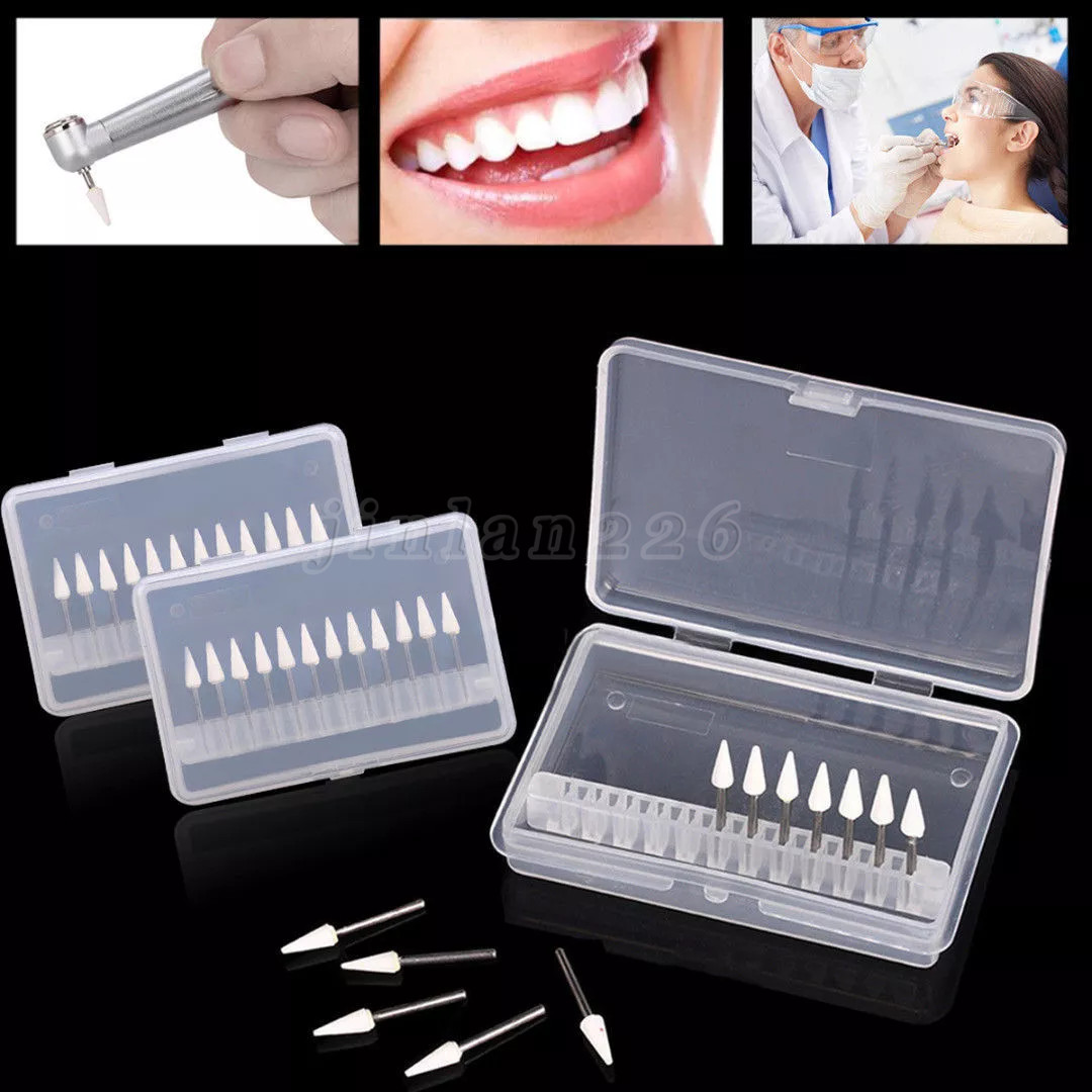 12Pcs/Box Dental White Polishing Stones Cone Shape FG Burs Arkansas Stone CN1