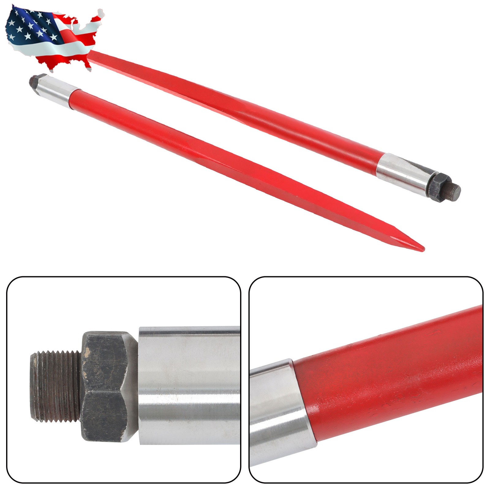 2Pcs 3000lbs Capacity 39″ Square Hay Bale Spear Spike Fork For Tractor Loader