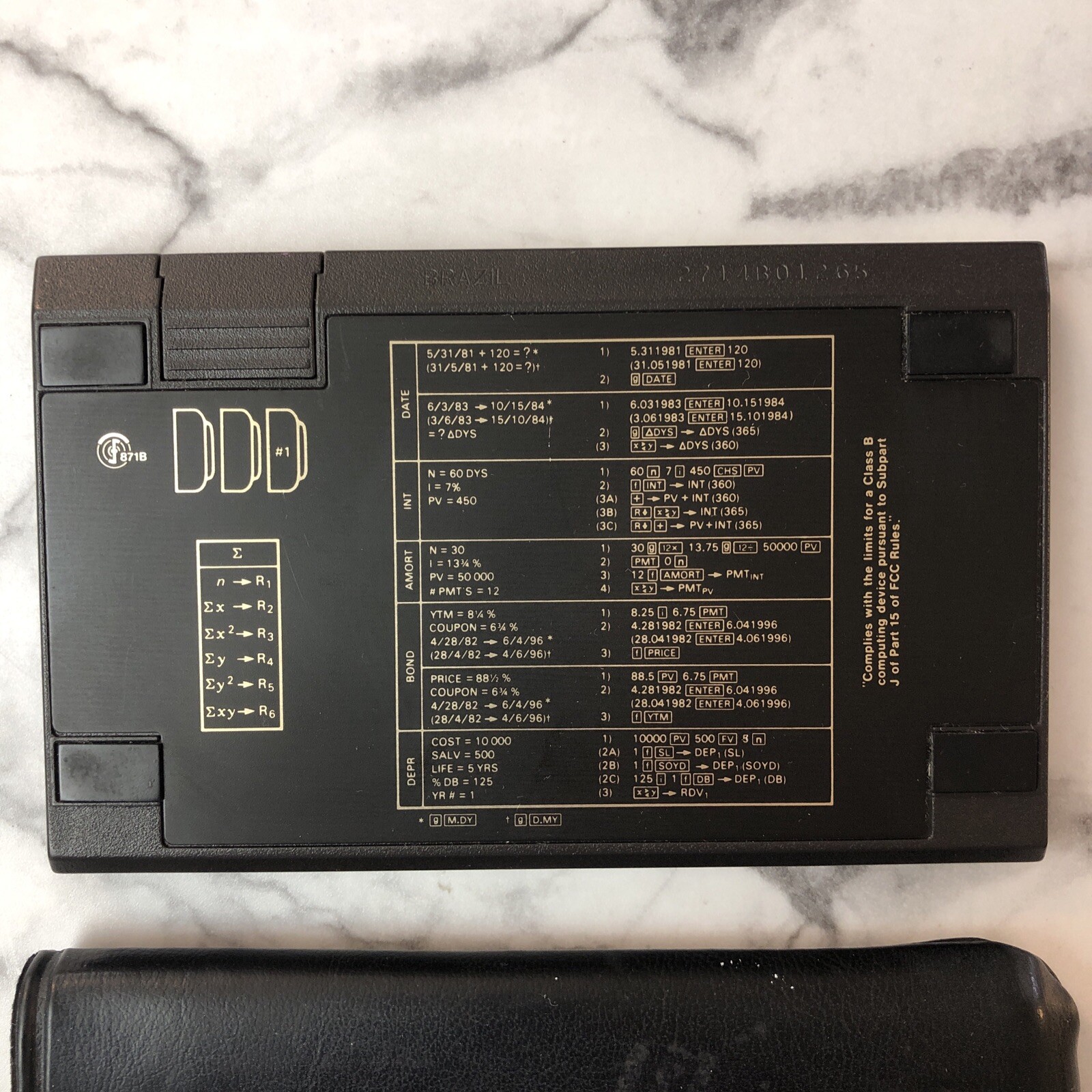 HP 12C Hewlett Packard Business Financial Calculator RPN Protective Slip Cover