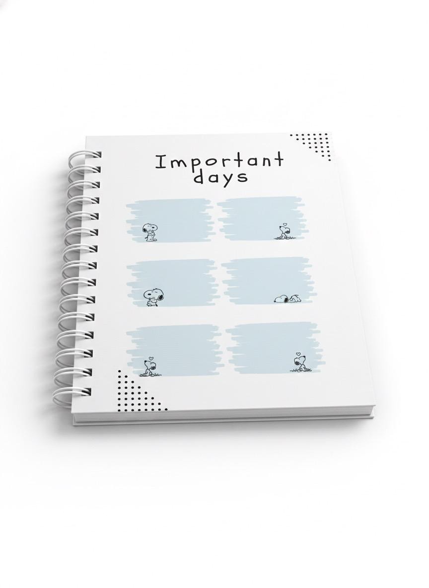 Daily planner Cute Personalized Peanuts, Snoopy-Inspired Hardcover Journal,