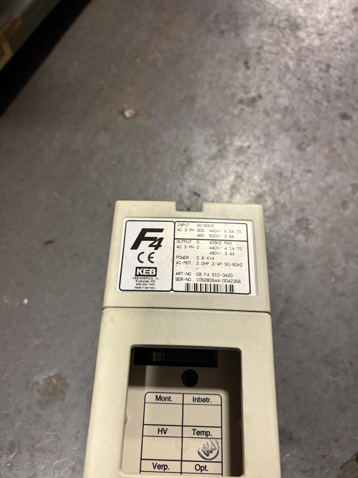 KEB 09.F4.S1D-3420 AC Drive USED