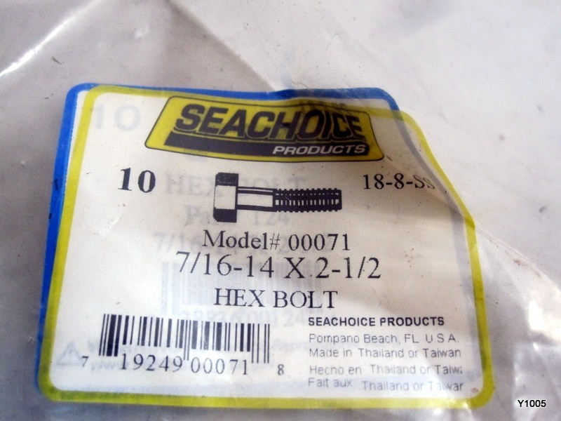 Seachoice 7/16-14 x 2 1/2 Hex Cap Screw SS 10/ Sc0124 00071