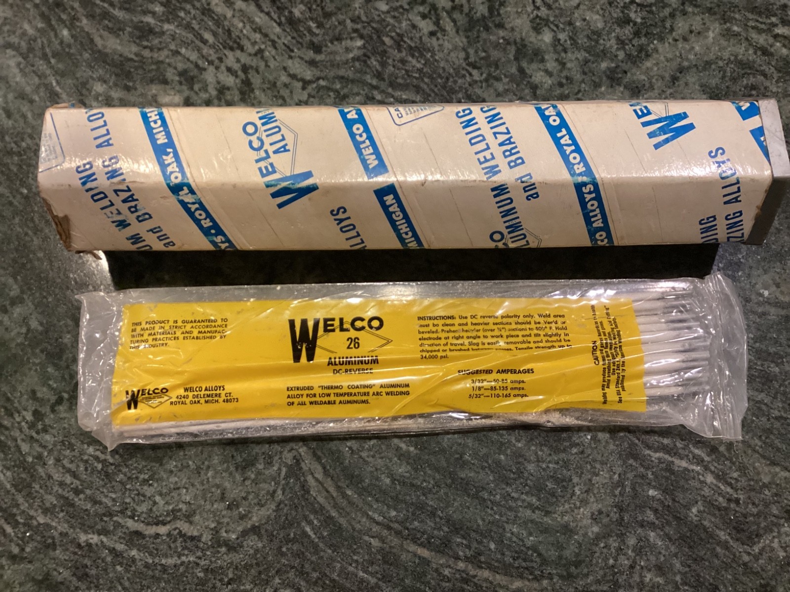30 pcs welco 26 1/8 inch x 15 inch aluminum reverse DC welding rods vintage