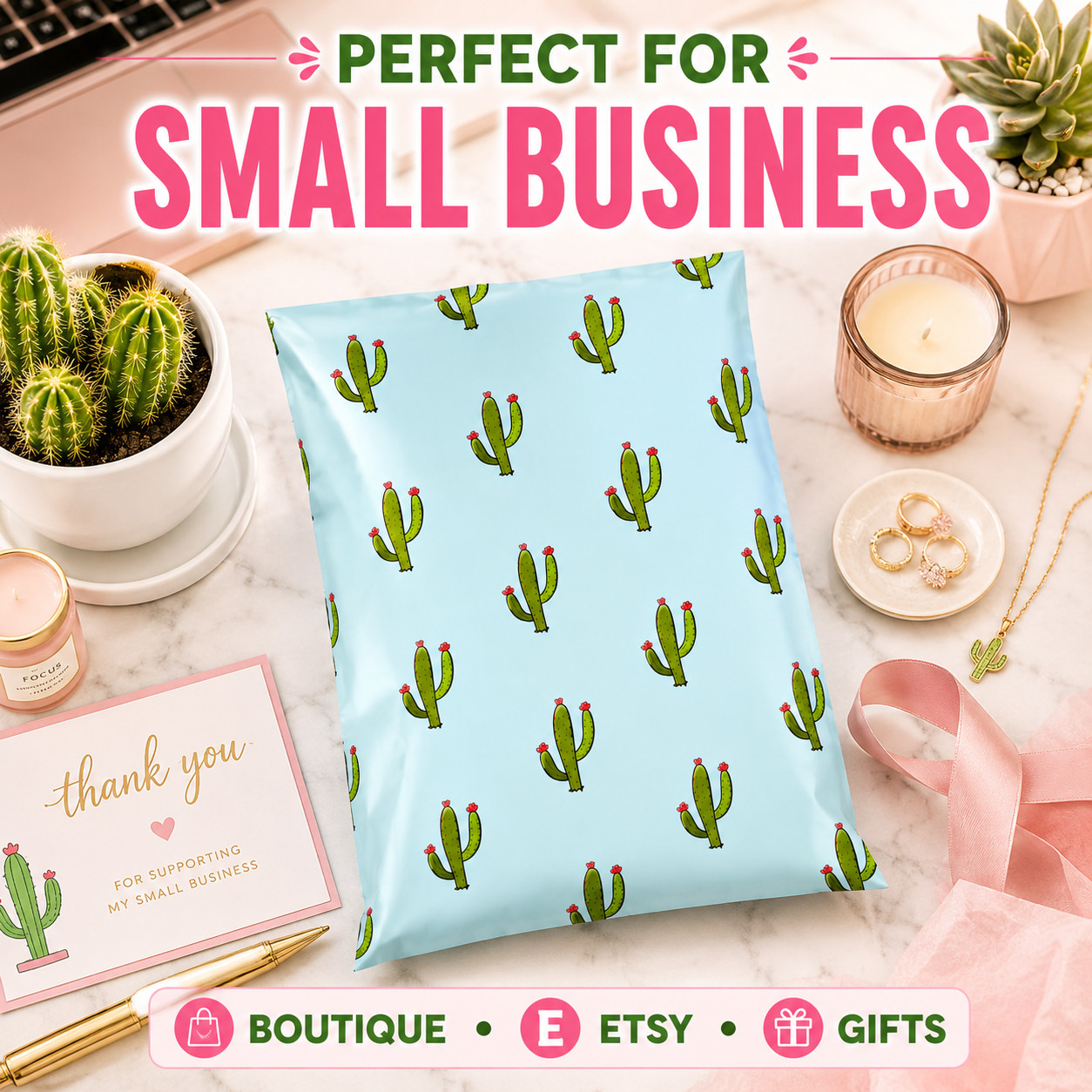 Cactus Poly Mailers 6×9 Self Seal Designer Boutique Shipping Bags Envelopes