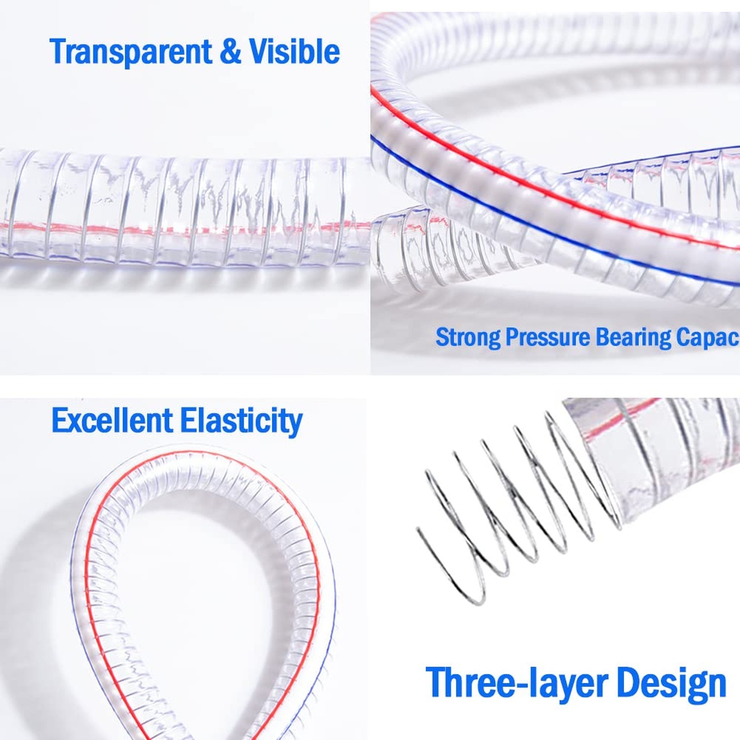QuQuyi 1-1/2″ ID x 1-3/4″ OD, 3FT length Steel Wire Hose PVC Vacuum Tubing (w…