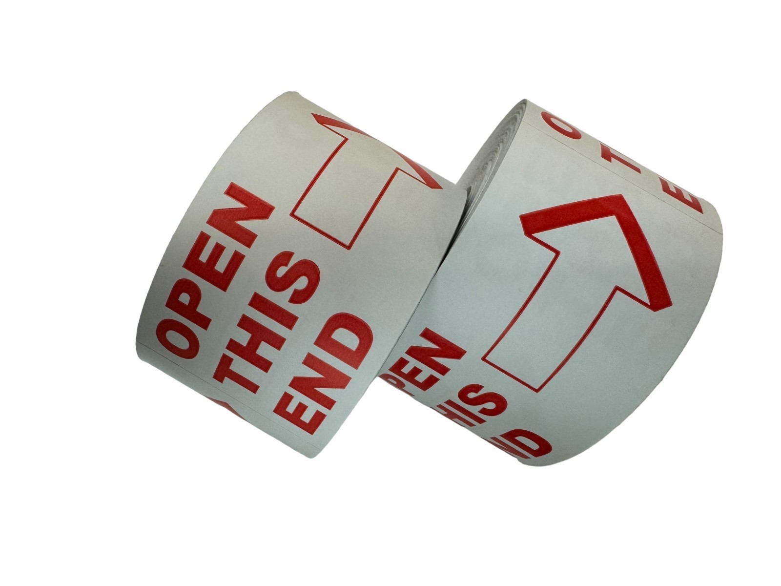 2×4 (Wh/Red) Open This End Labels Arrow Shipping Peel & Stick (2) RLS of 500 EA