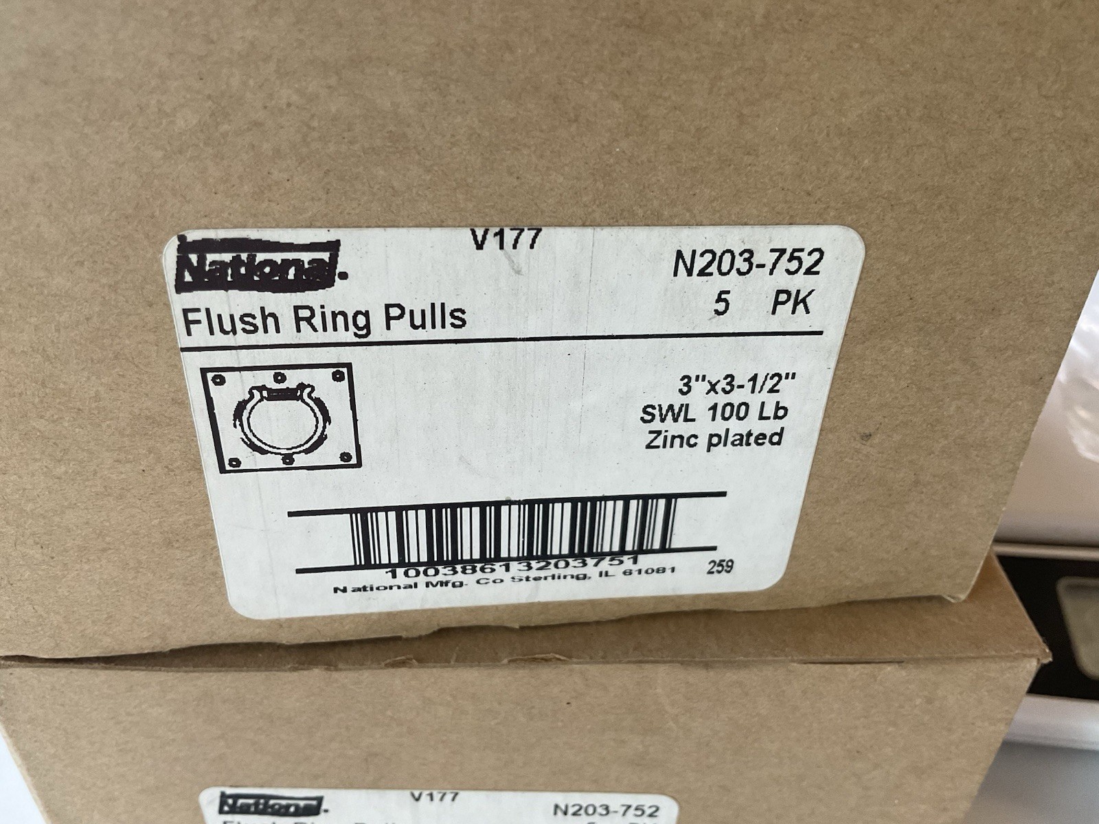 National Flush Ring Pull, Zinc Plated USA Brand New NOS 3-3.5 In #V177