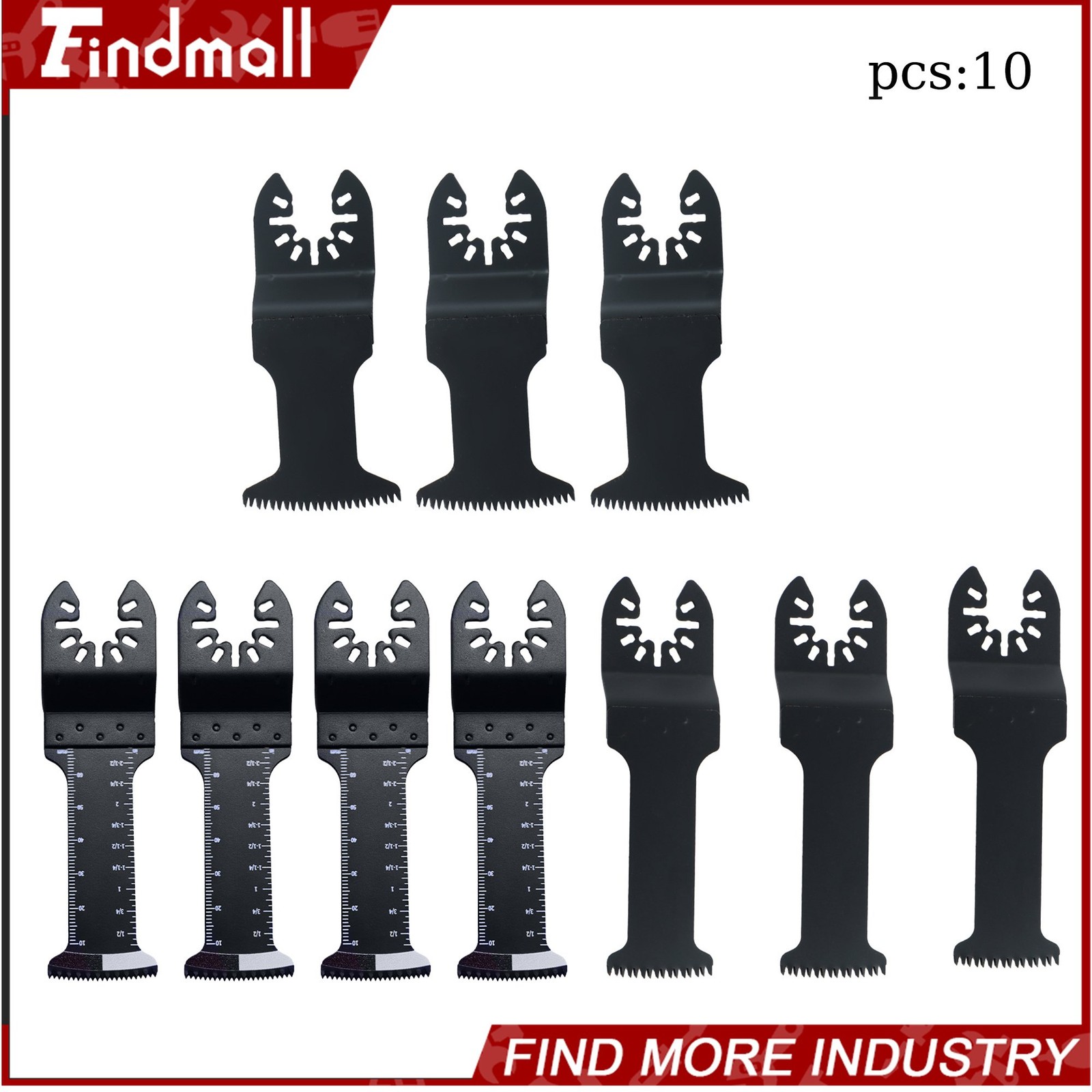Findmall 10Pcs Extended Japanese Tooth Oscillating Blades Multi Tool Blades Kit