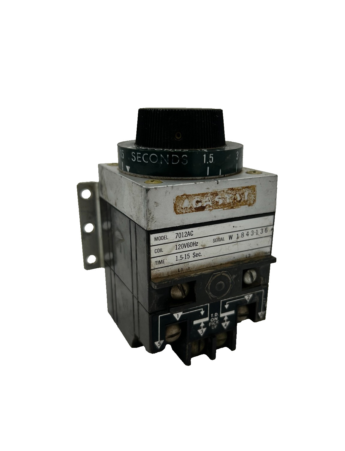 Agastat 7012AC Time Delay Relay 1.5-15 Sec 120V Coil 120V 60Hz
