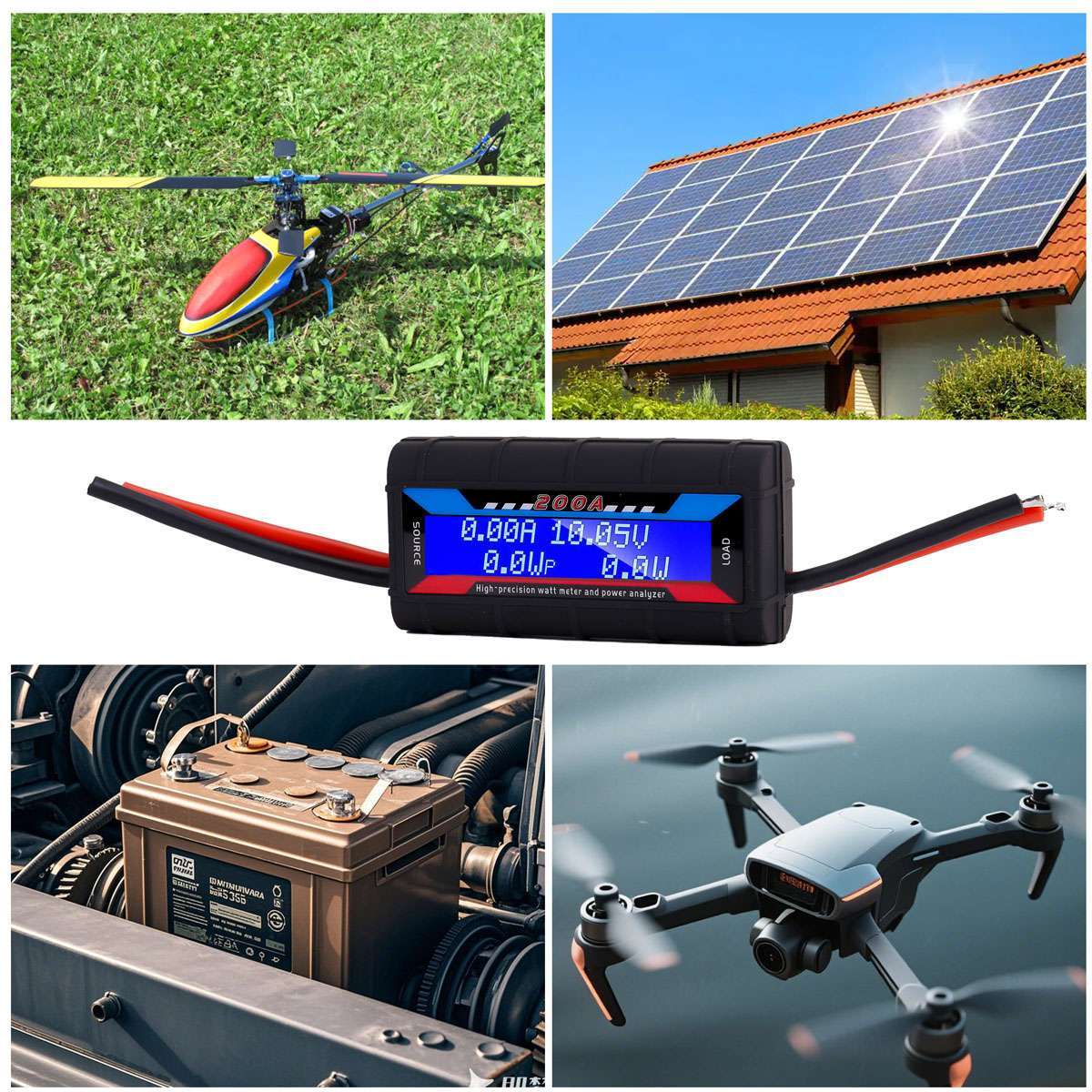 200A LCD Digital Watt Meter DC Volt Amp Monitor Analyser For RC Battery Solar
