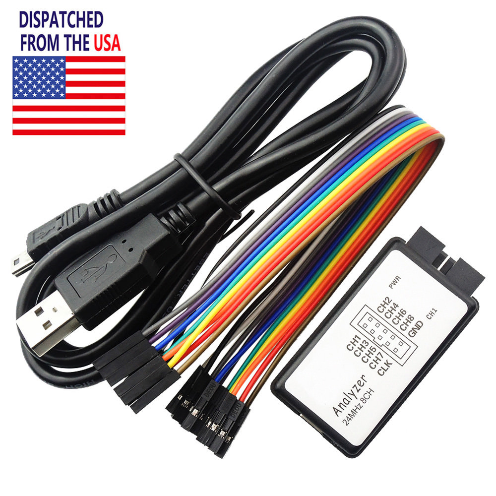 USB Logic Analyzer 24MHZ 8 Channel 12C UART SPI IIC CAN 1Wire Debug For ARM FPGA