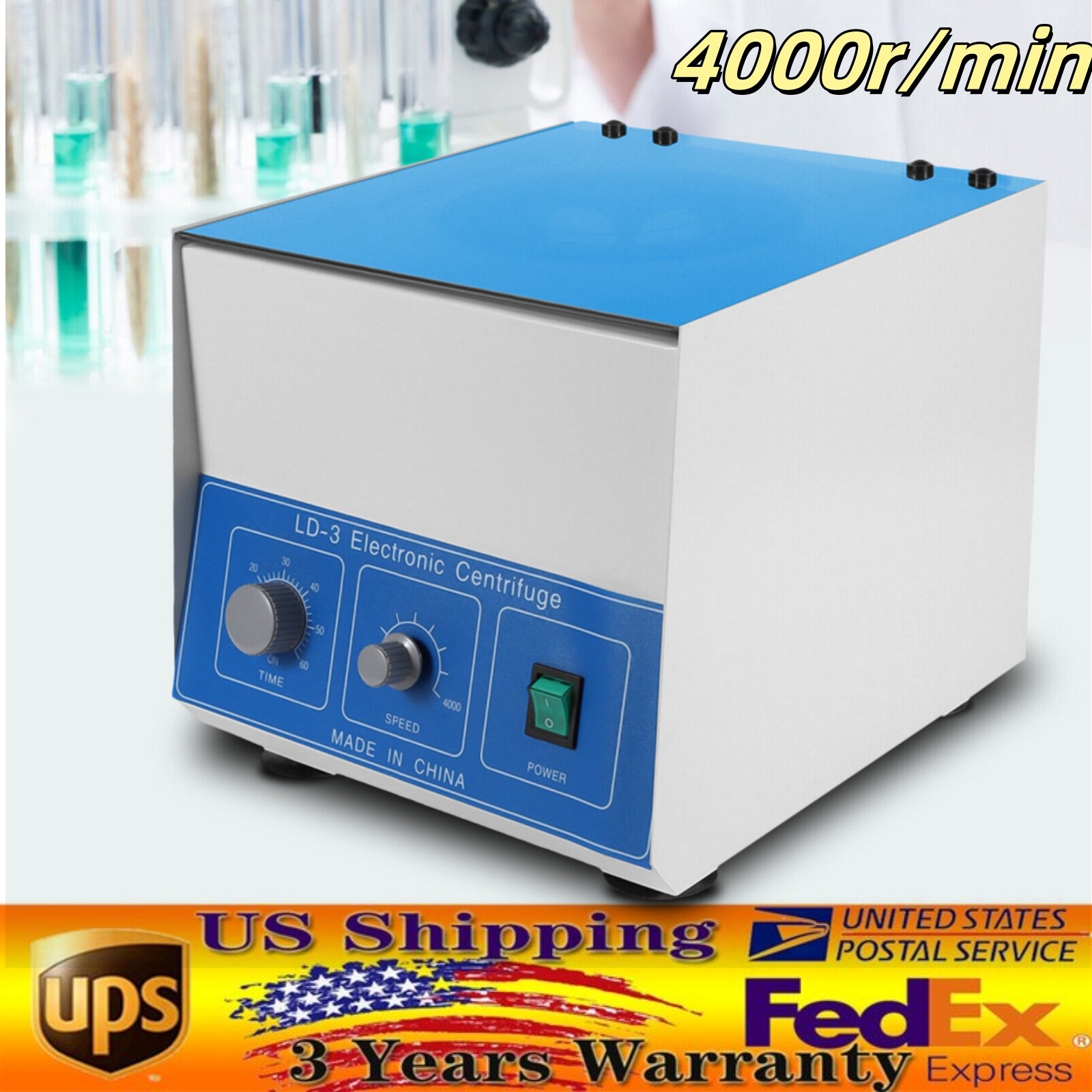 6*50ml LD-3 Electric Benchtop Centrifuge Lab Medical Practice Machine 4000rpm US