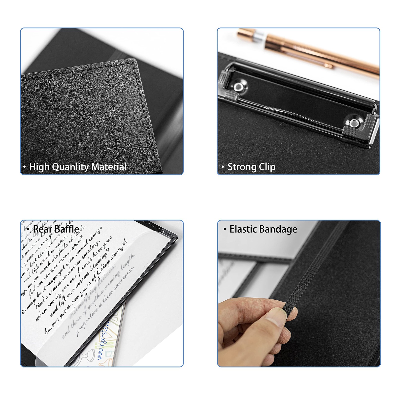 2Packs Nursing Clipboard Foldable, Black Nurse for Medical