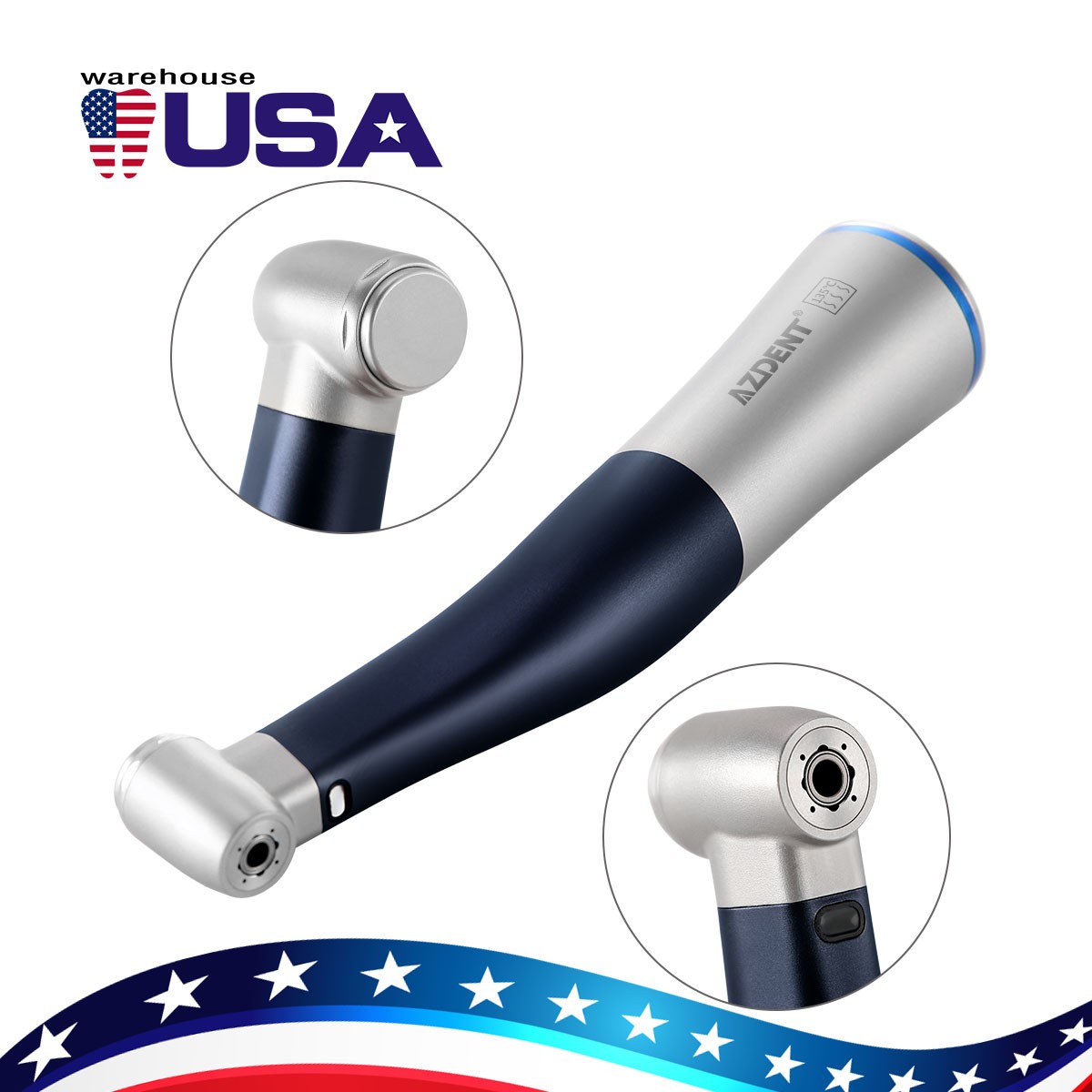 Dental 1:1 Fiber Optic Contra Angle Internal Spray / Diamond Polishing Wheels US