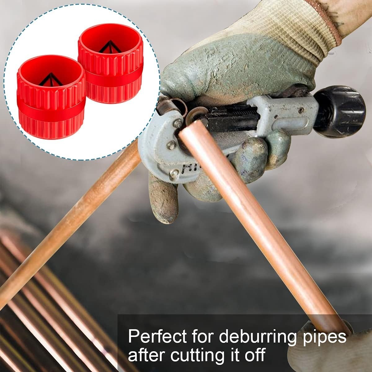 Red Deburring Reamer Set: Precision Inner-Outer Chamfer Tool for Various Pipes