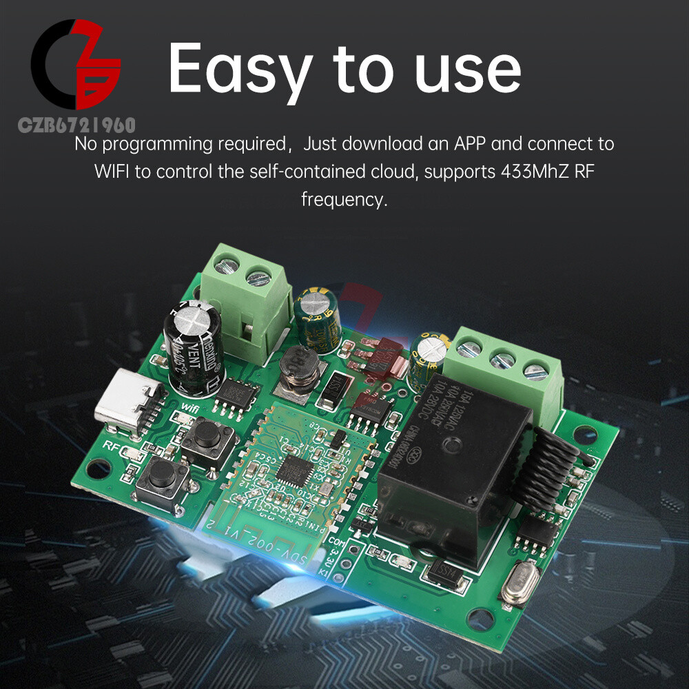 AC/DC7-32V/AC220V 1-CH Pro Self-Locking APP Smart WIFI Bluetooth Relay Module