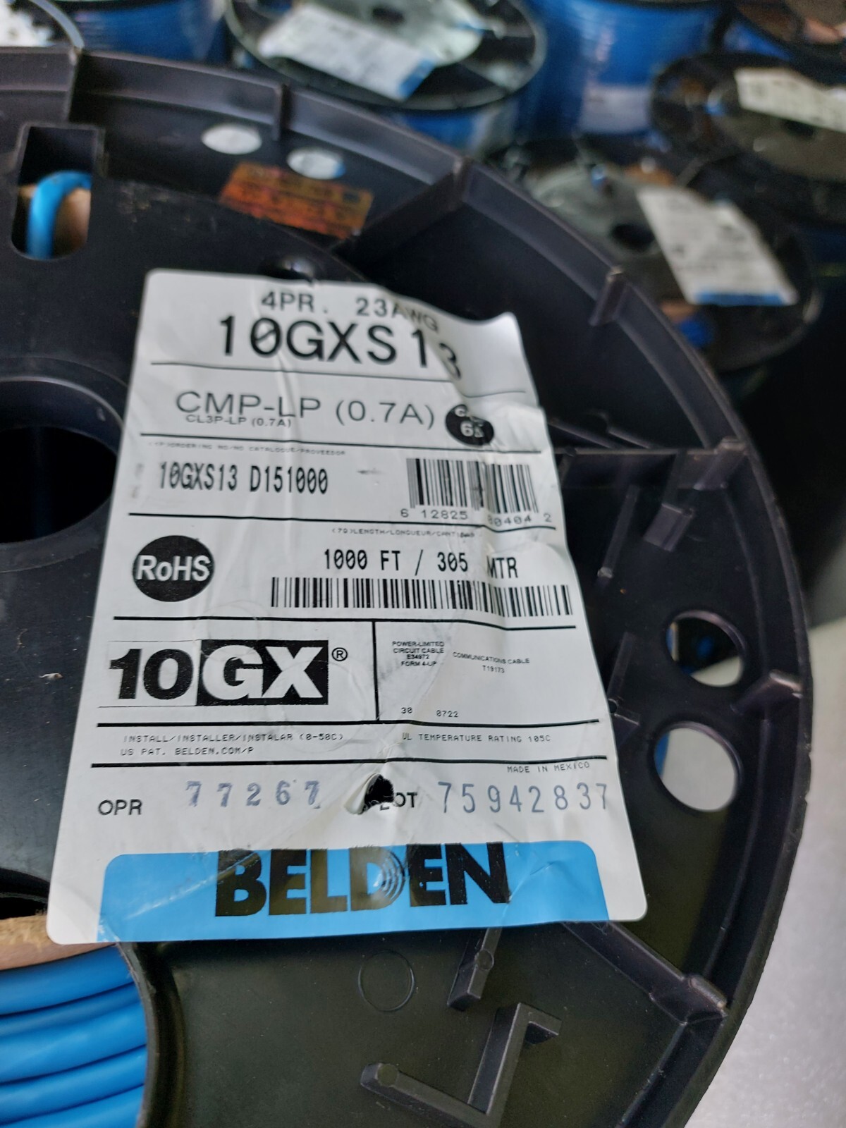 BELDEN CAT 6A 10GXS13 D151000 CMP 1000 FEET -BLUE