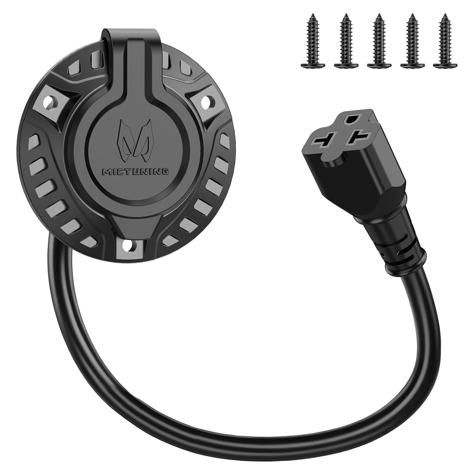 5-in-1 Round 20 Amp 125V AC Plug Port RV Shore Power Inlet Socket with Hole Saw