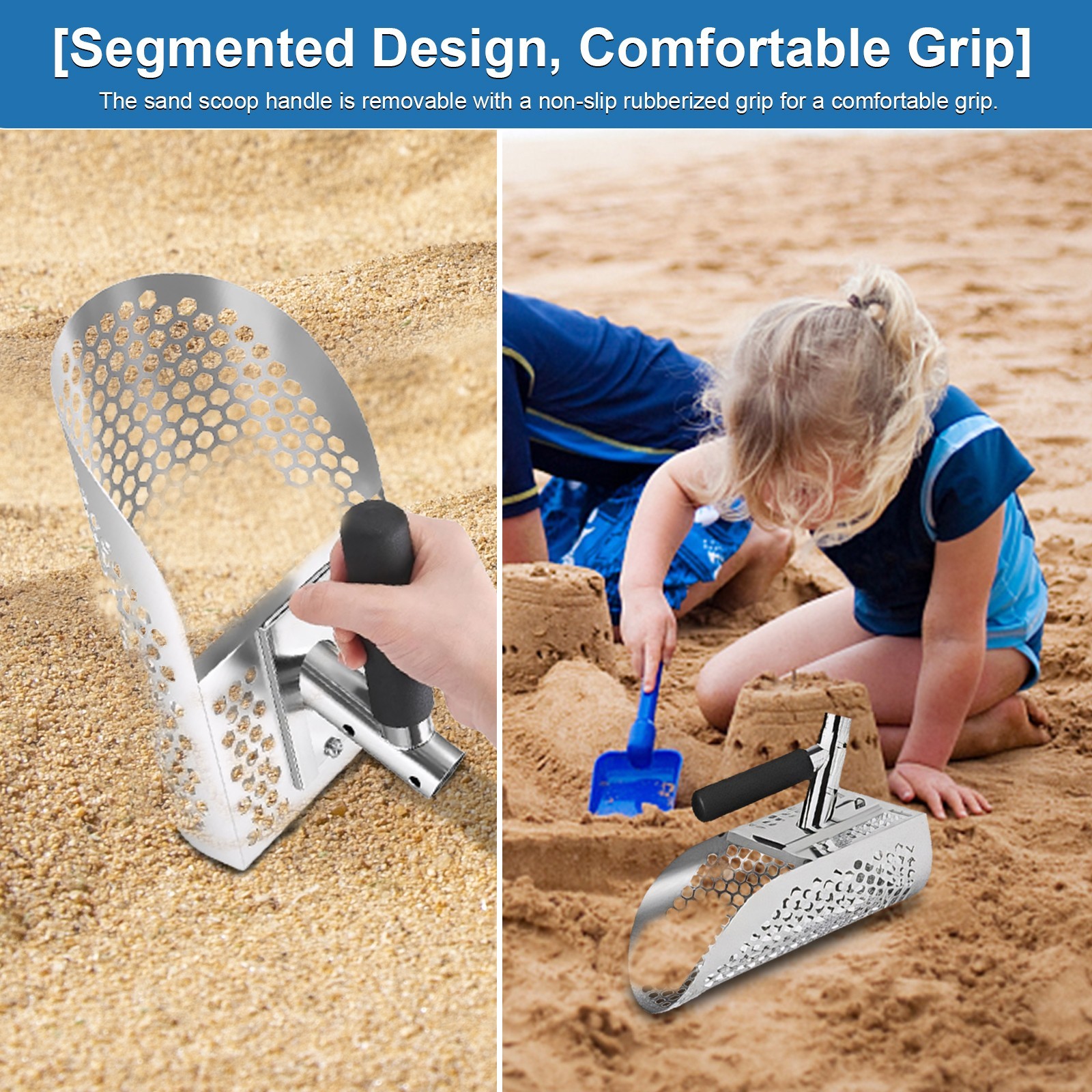 Long Handle Sand Scoop Metal Detecting Shovel Adjustable Stainless Steel Beach