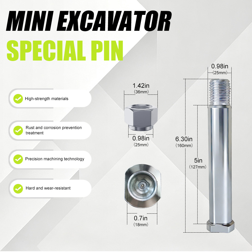 2 Pack 25mm Mini Excavator Pins w/ Nut – Bucket Auger Ripper