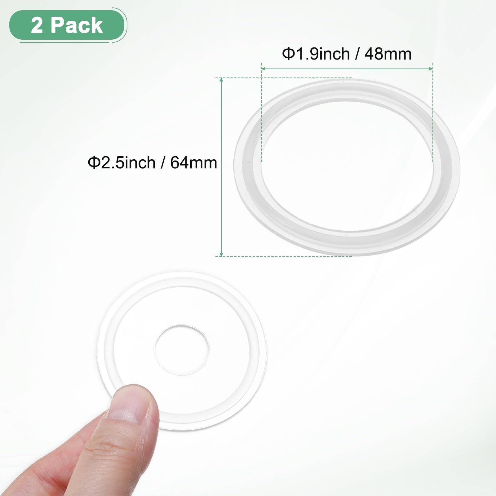 2-Pack Silicone O-Rings Gasket 1.9 In/48mm Tri-Clover O-Rings Seal Gasket Fit…