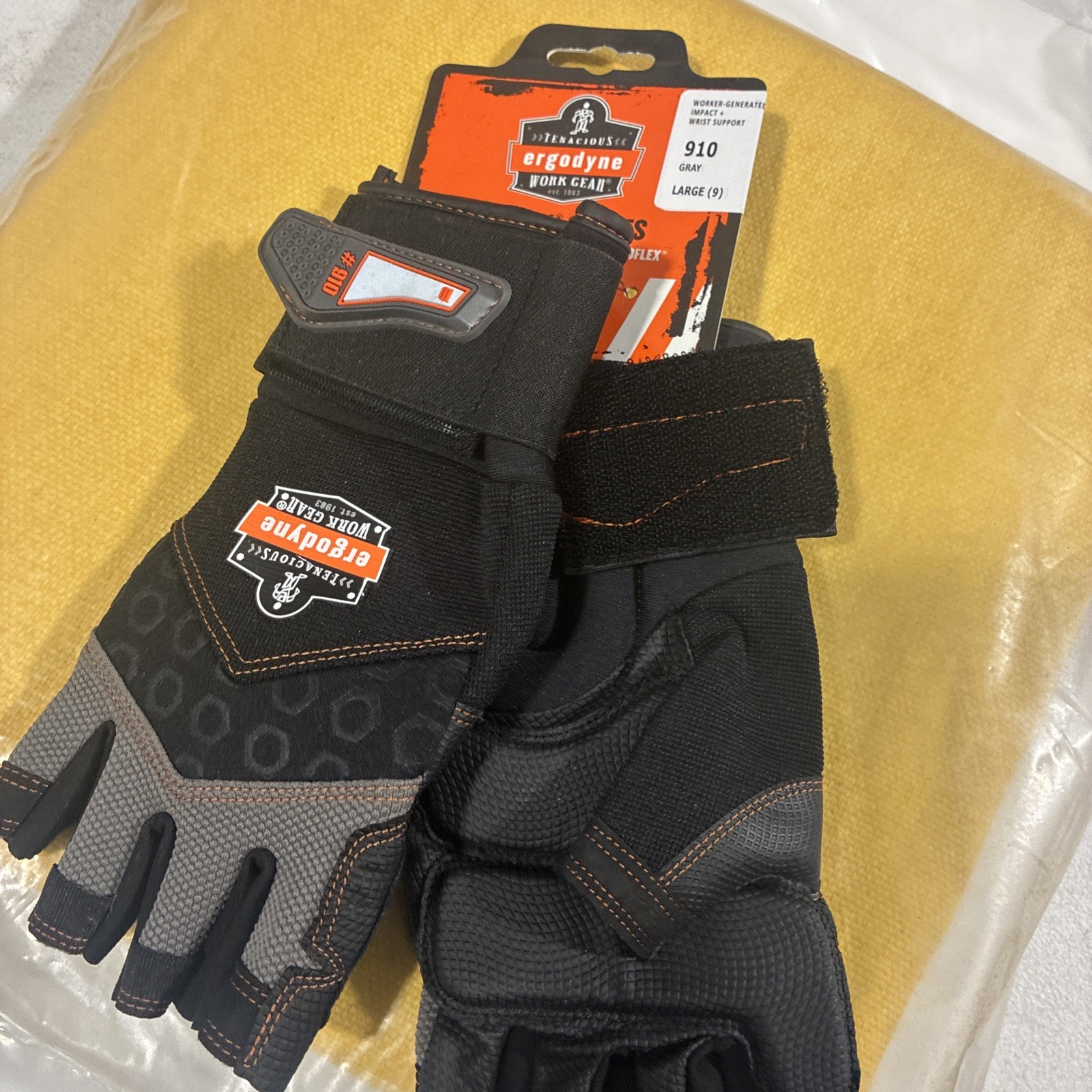 Proflex 910 Large Half-Finger Impact and Wrist Support Work Gloves