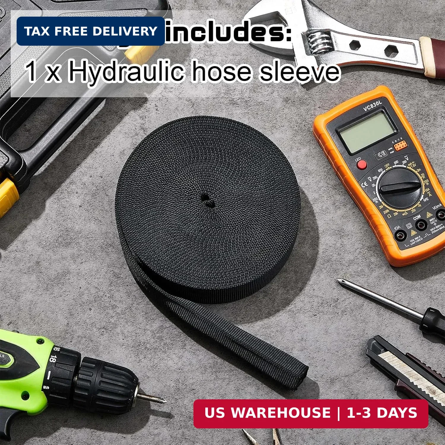 26 ft Nylon Hydraulic Hose Protector Sleeve Tig Torch Cable Cover Black 3/8 Inch