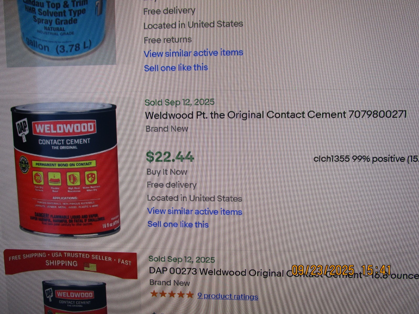 WELDWOOD 16 OUNCE CONTACT CEMENT ~ BEST PRICE !!! (SEE PHOTOS) BRAND NEW SEALED