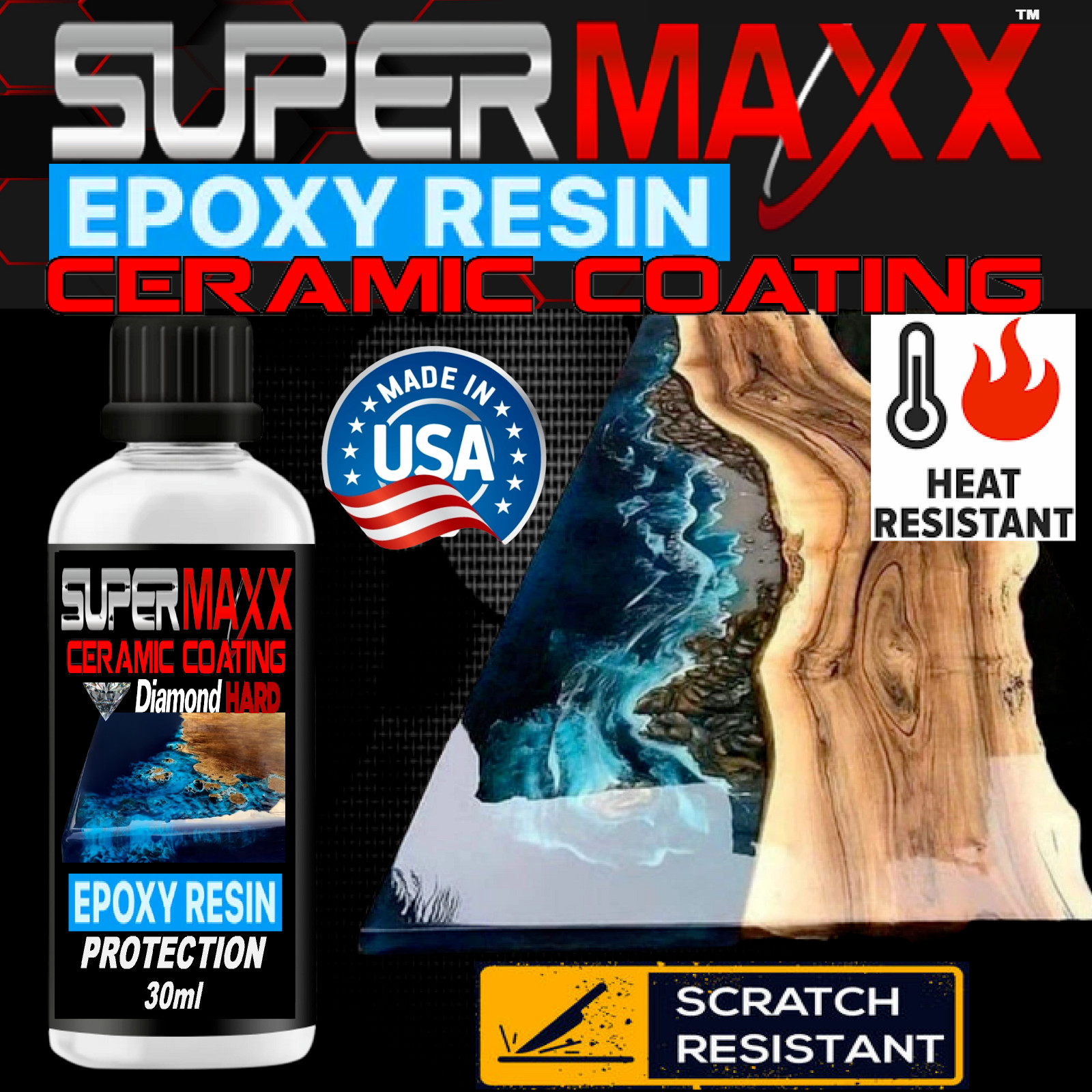 EPOXY RESIN CRYSTAL CLEAR BAR TABLE TOP RIVER TABLE PROTECTION CERAMIC COATING