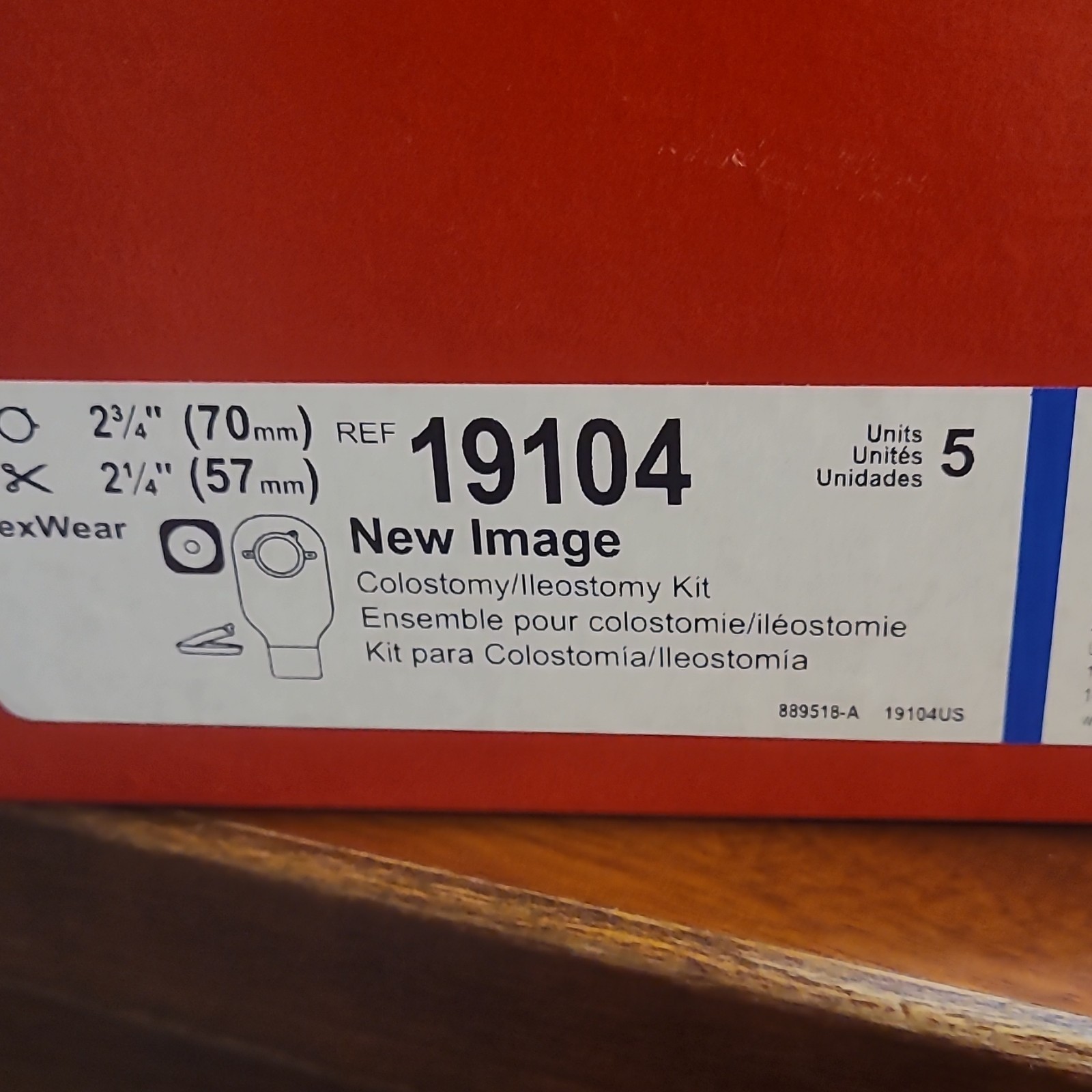 Hollister New Image Colostomy/Ileostomy Kit FlexWear Flat Pre-Cut 19104 5 Pk