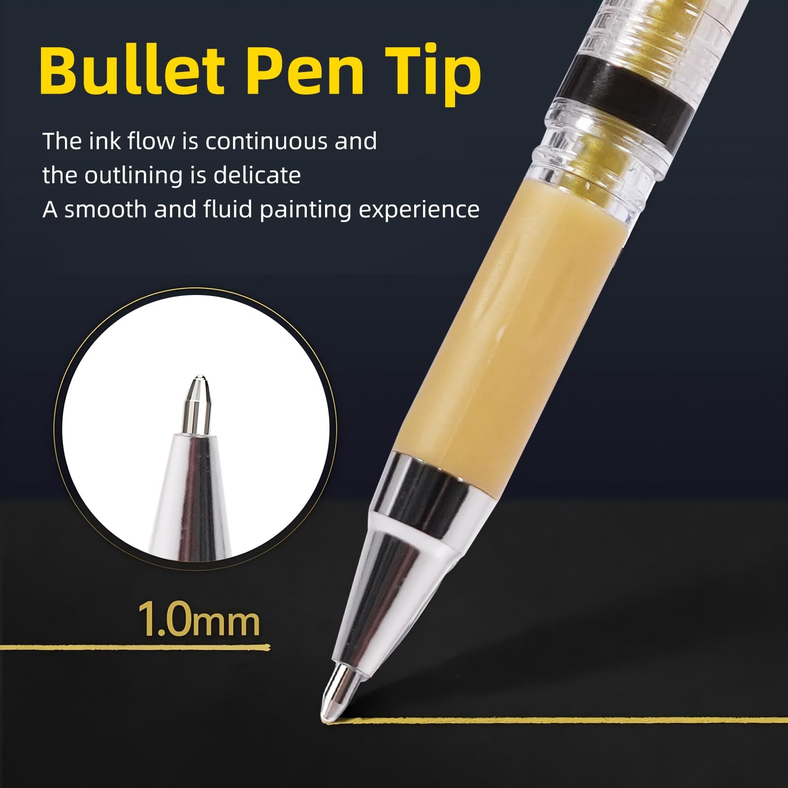 IOMDRWU Gold Gel Pens, 1.0mm Ink Pen Set, 1 Count (Pack of 3),