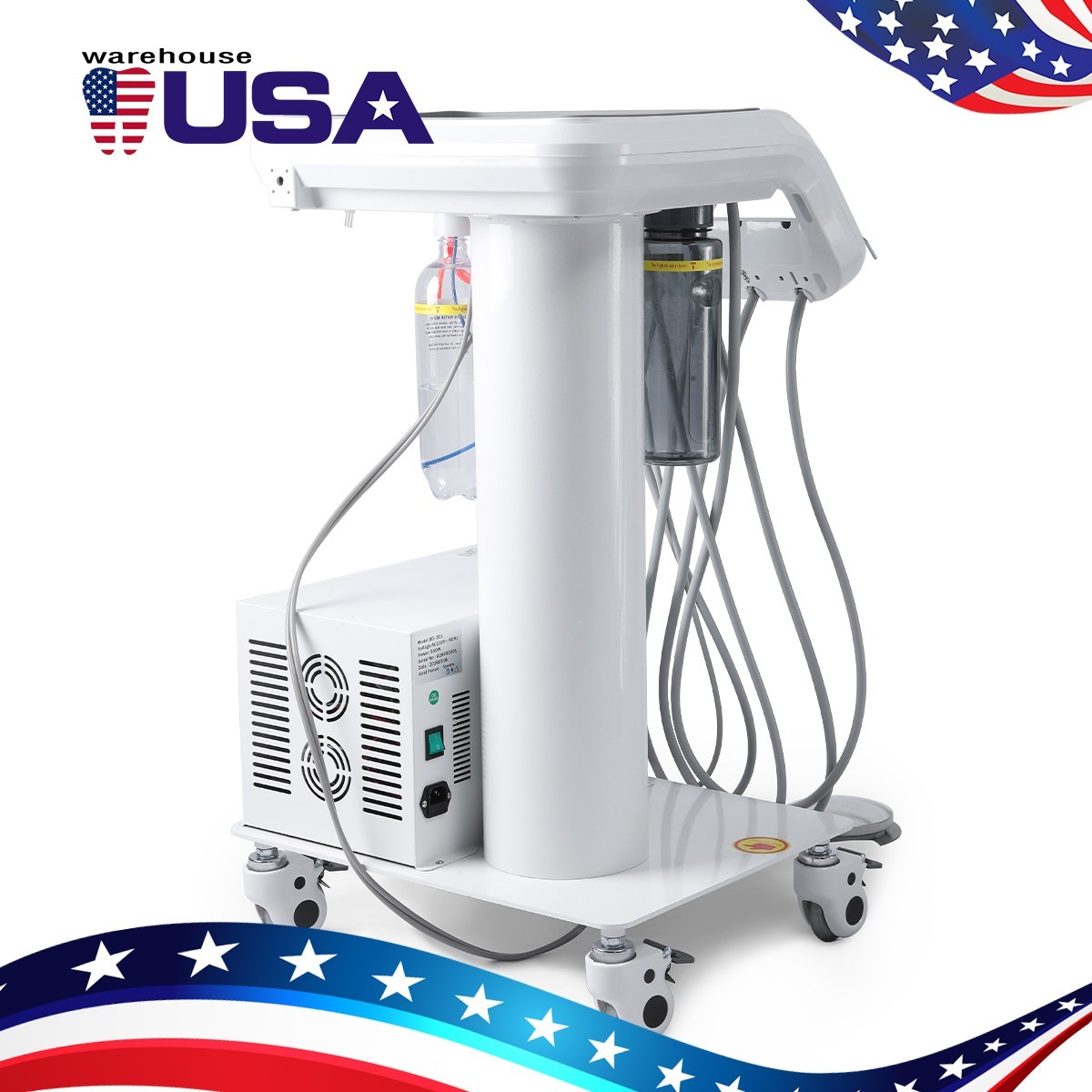 Dental Mobile Delivery Unit Cart with Air Compressor ultrasonic scalers 4Hole
