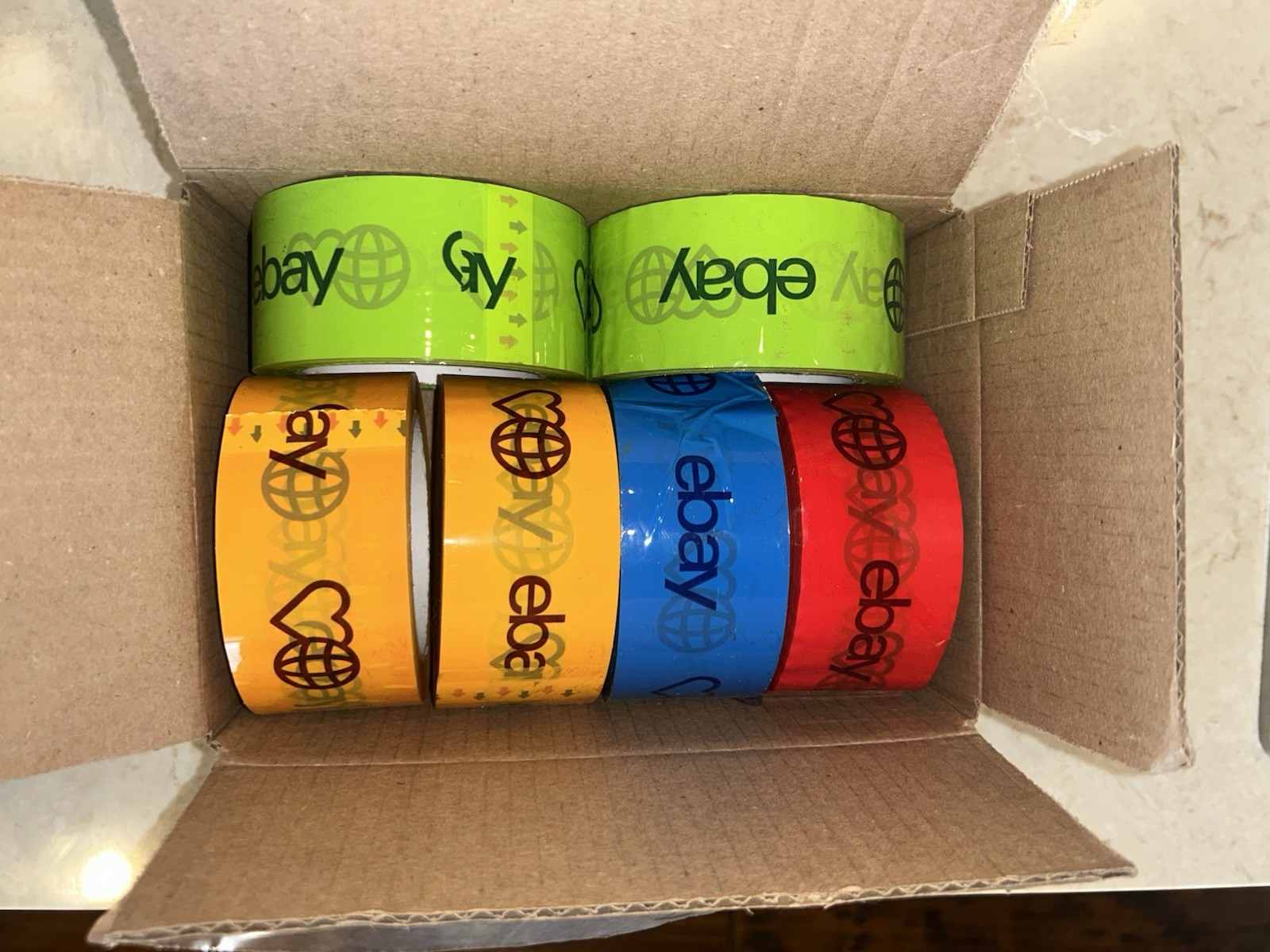 Ebay Branded Bright Colored Packaging Tape 2” x 75 Yards NEW Lot Of 6