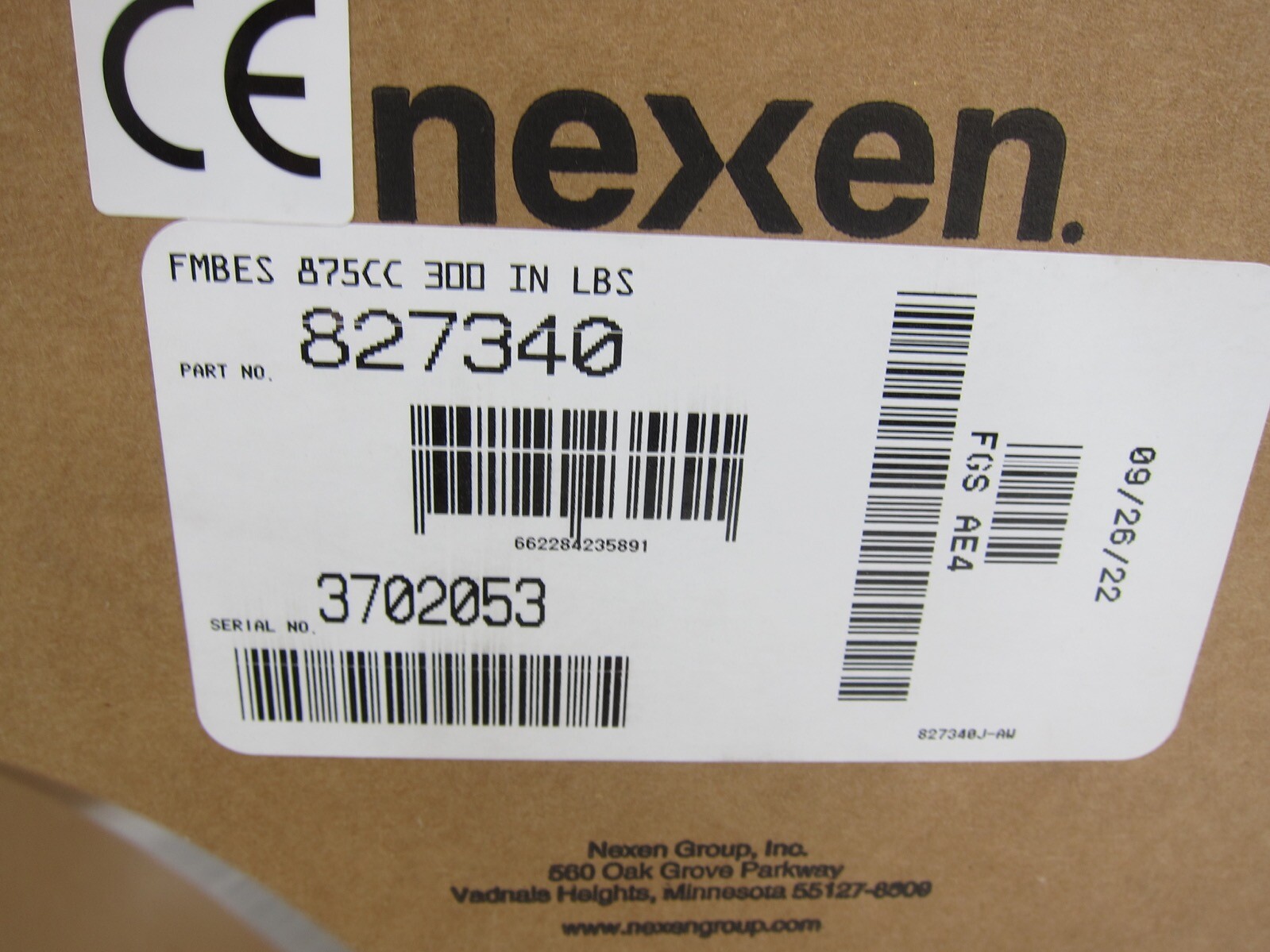 New Nexen 827340 Friction Brake FMBES-875CC 300 IN LBS
